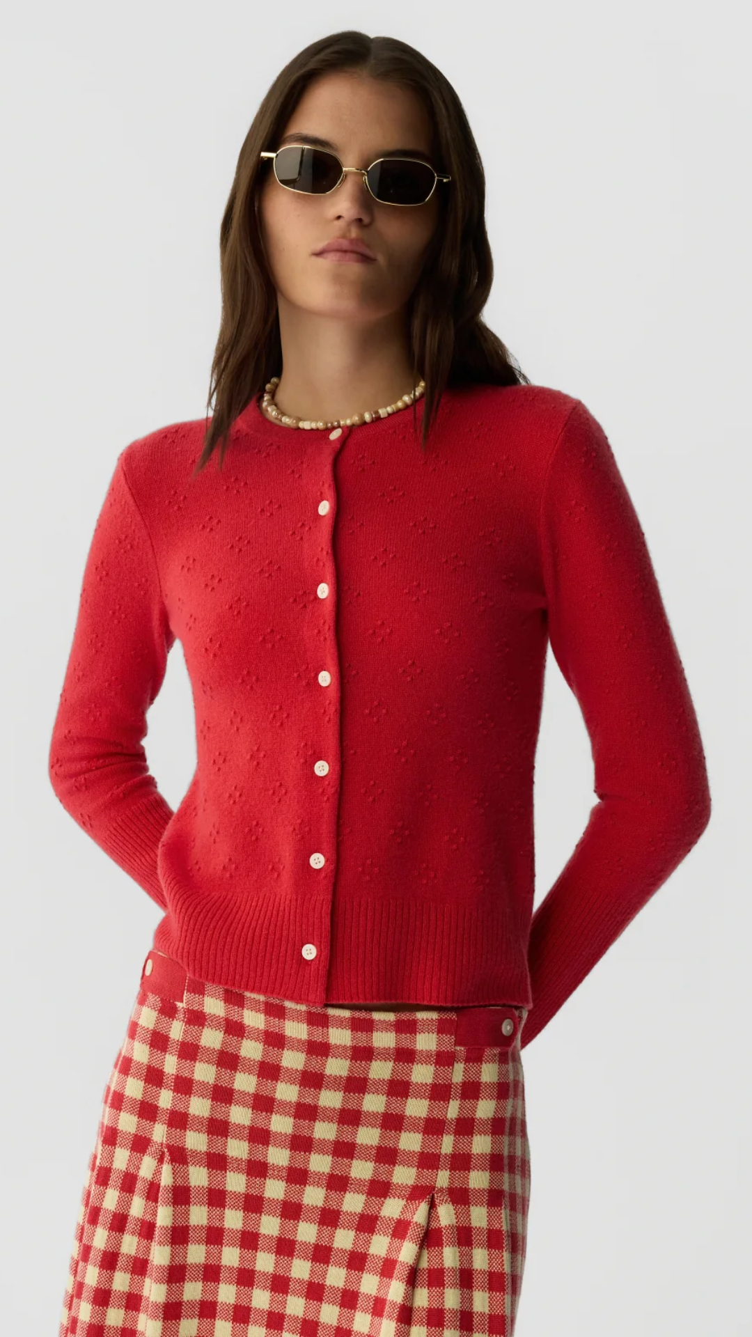 Guest In Residence Compass Jane Cardigan in Scarlet