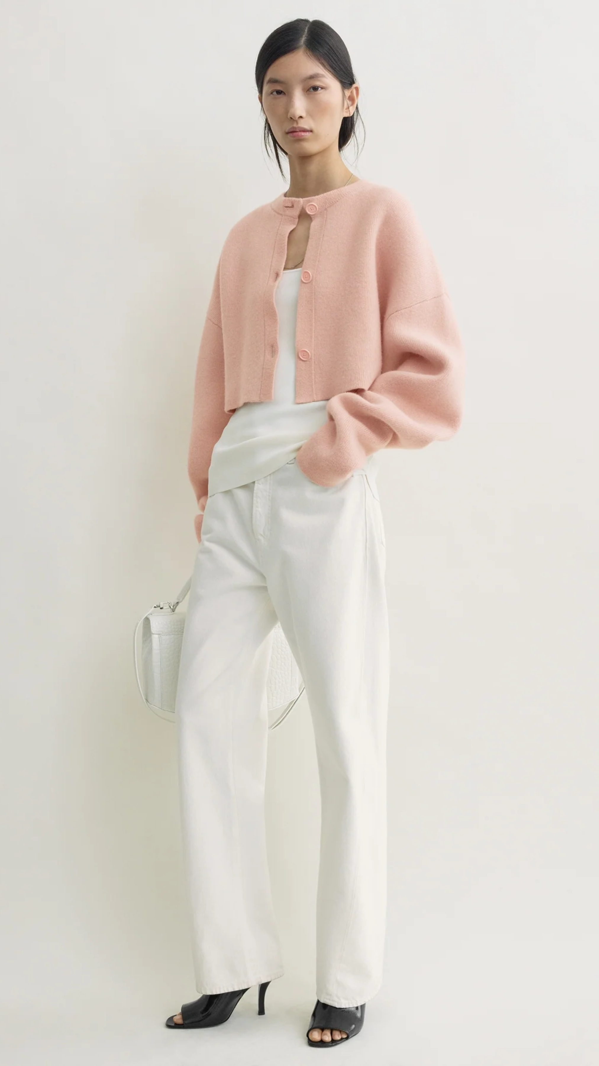 Toteme Cropped Oversized Cardigan in Flamingo