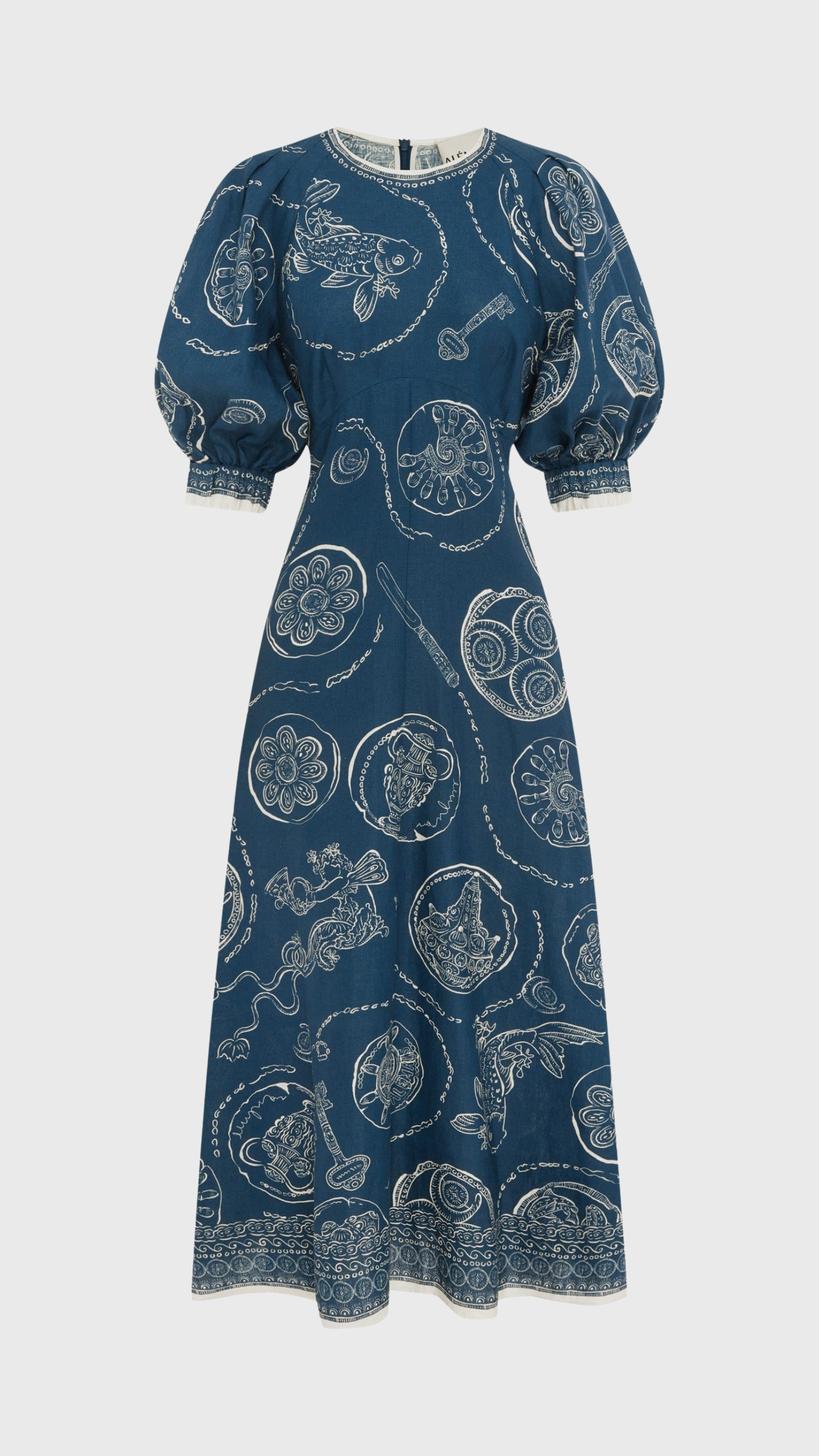 ALÉMAIS Lucky Midi Dress in Blue