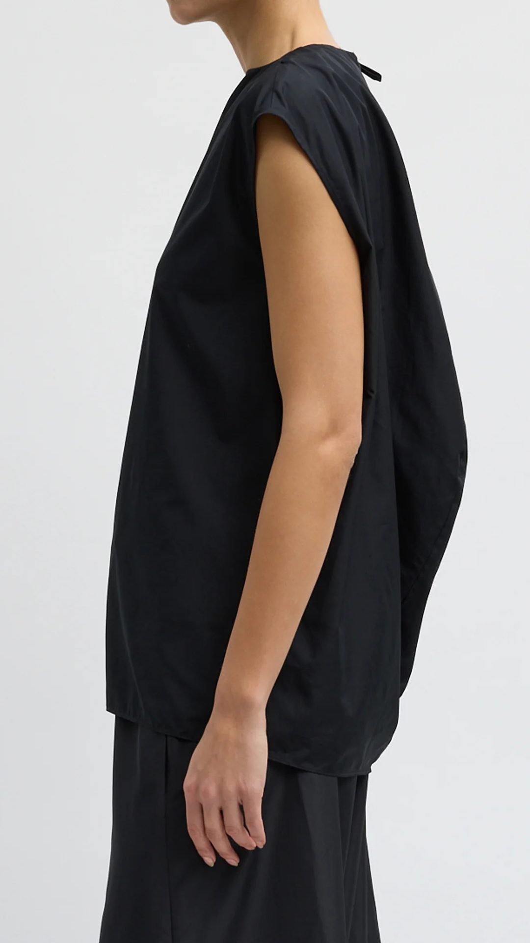Tibi Summer Sleeveless Cocoon Top in Black