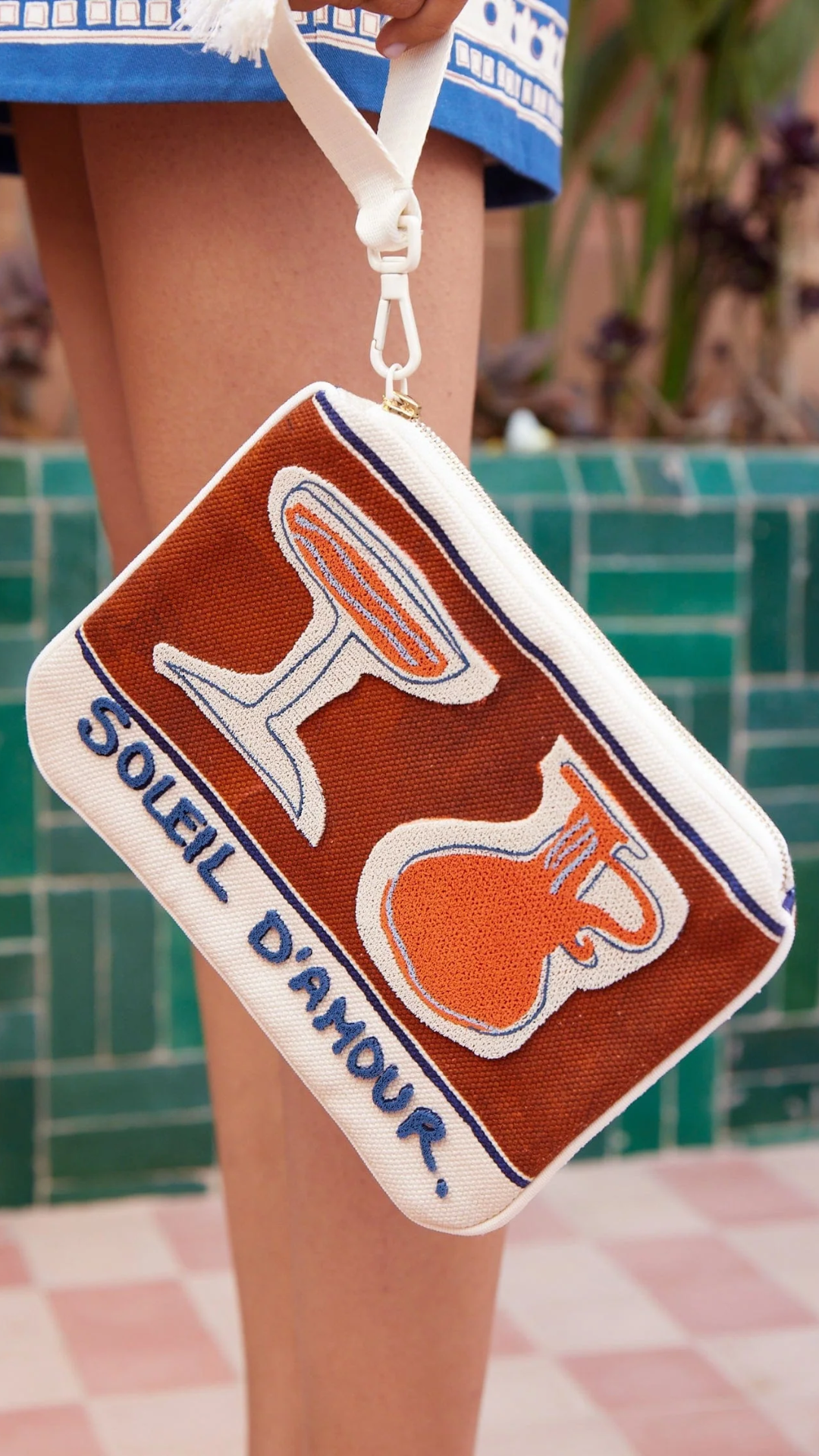 Alemais Soleil D'amour Patch Zip Pouch in Rust