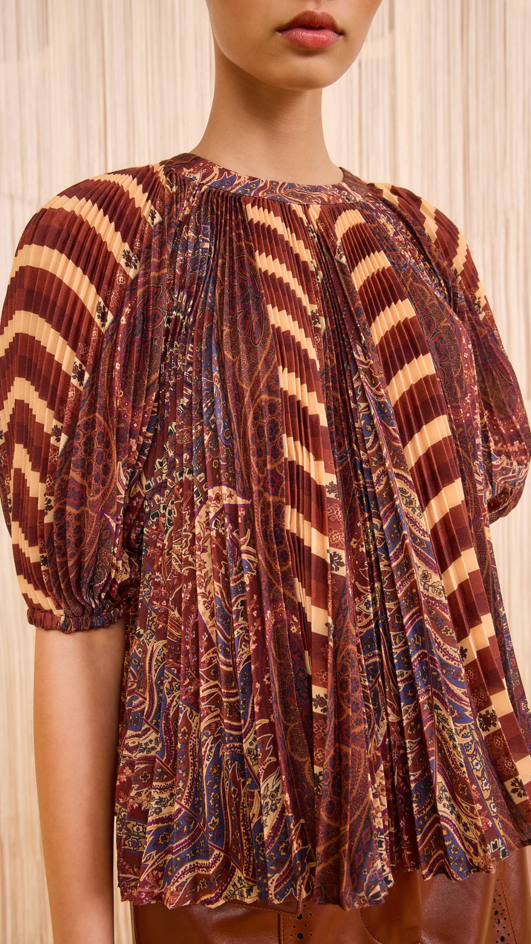 Ulla Johnson Dafne Pleated Short Sleeve Blouse in Topaz