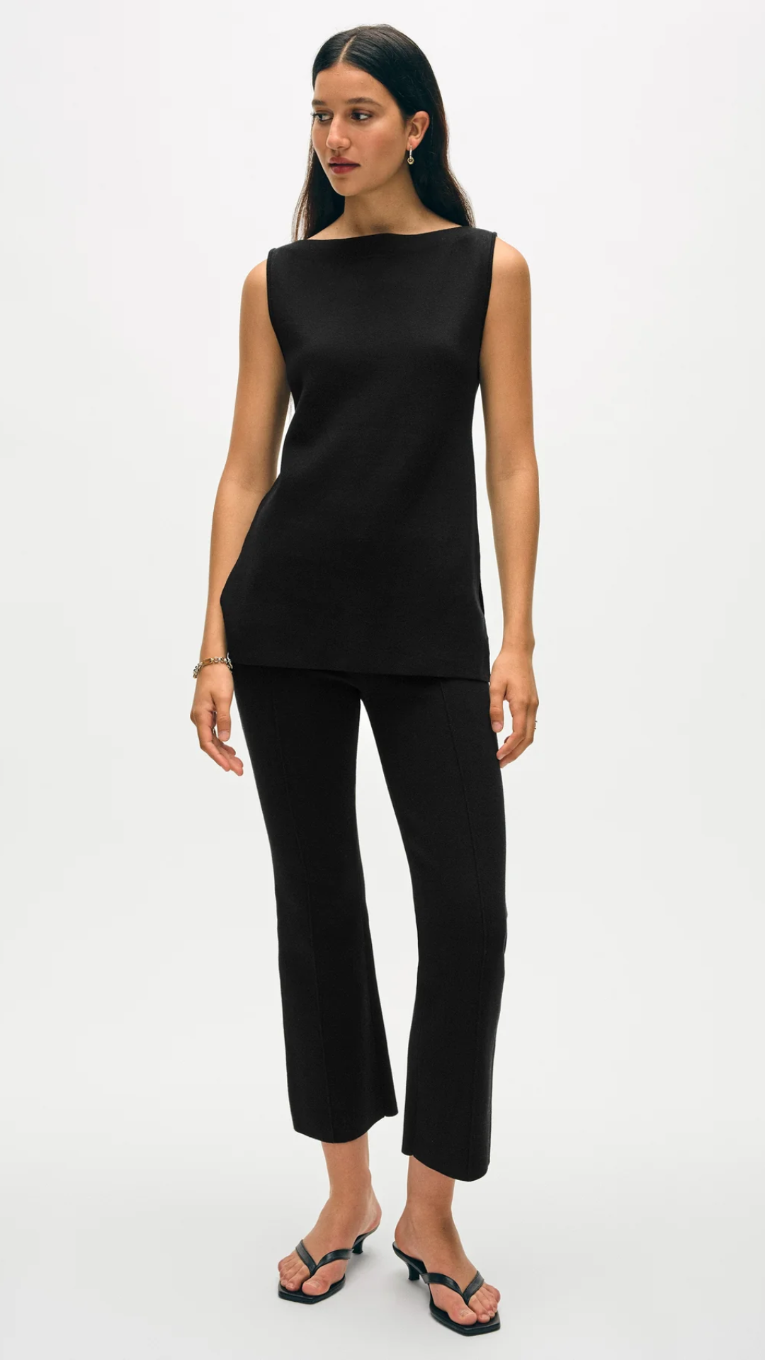 White + Warren Cotton Tunic Top in Black