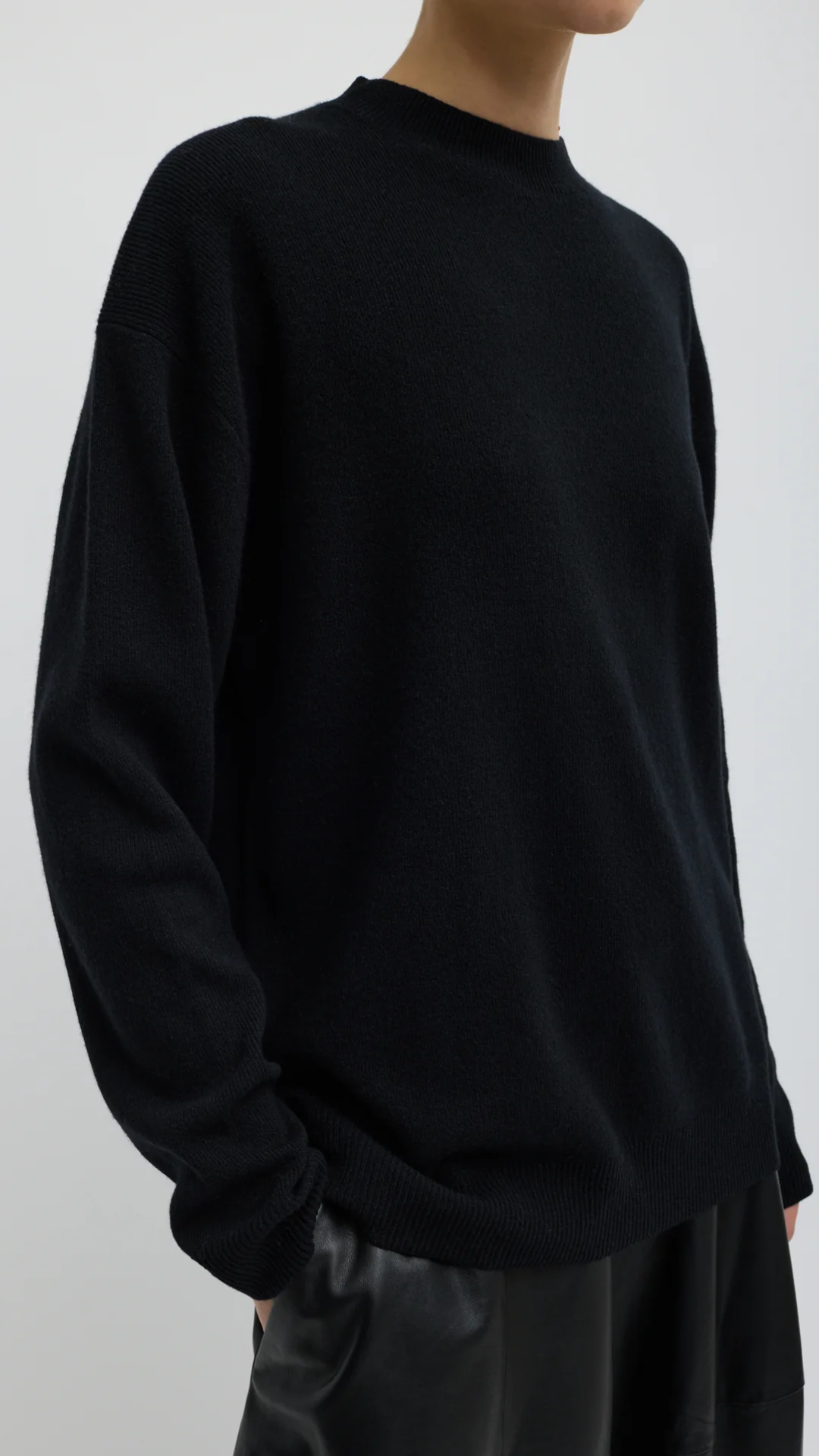 Tibi Anna Merino Wool Cut Out Pullover in Black