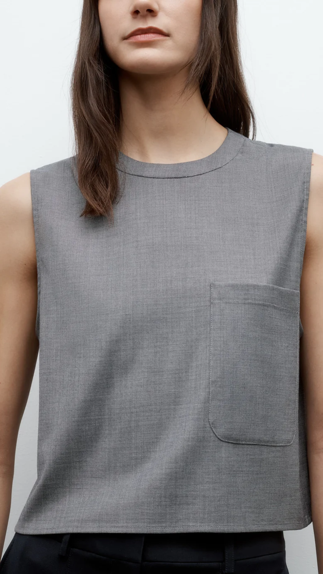 TWP Cropped Muscle Tank in Medium Heather Grey