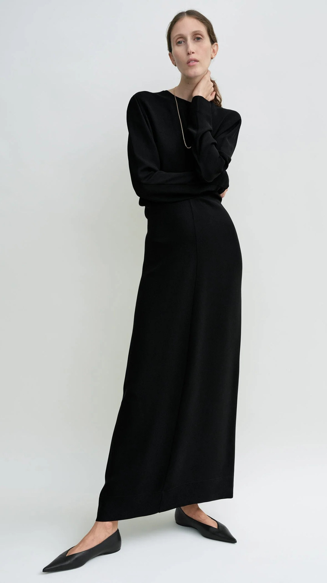 Toteme Long Sleeve Slouch Waist Dress in Black