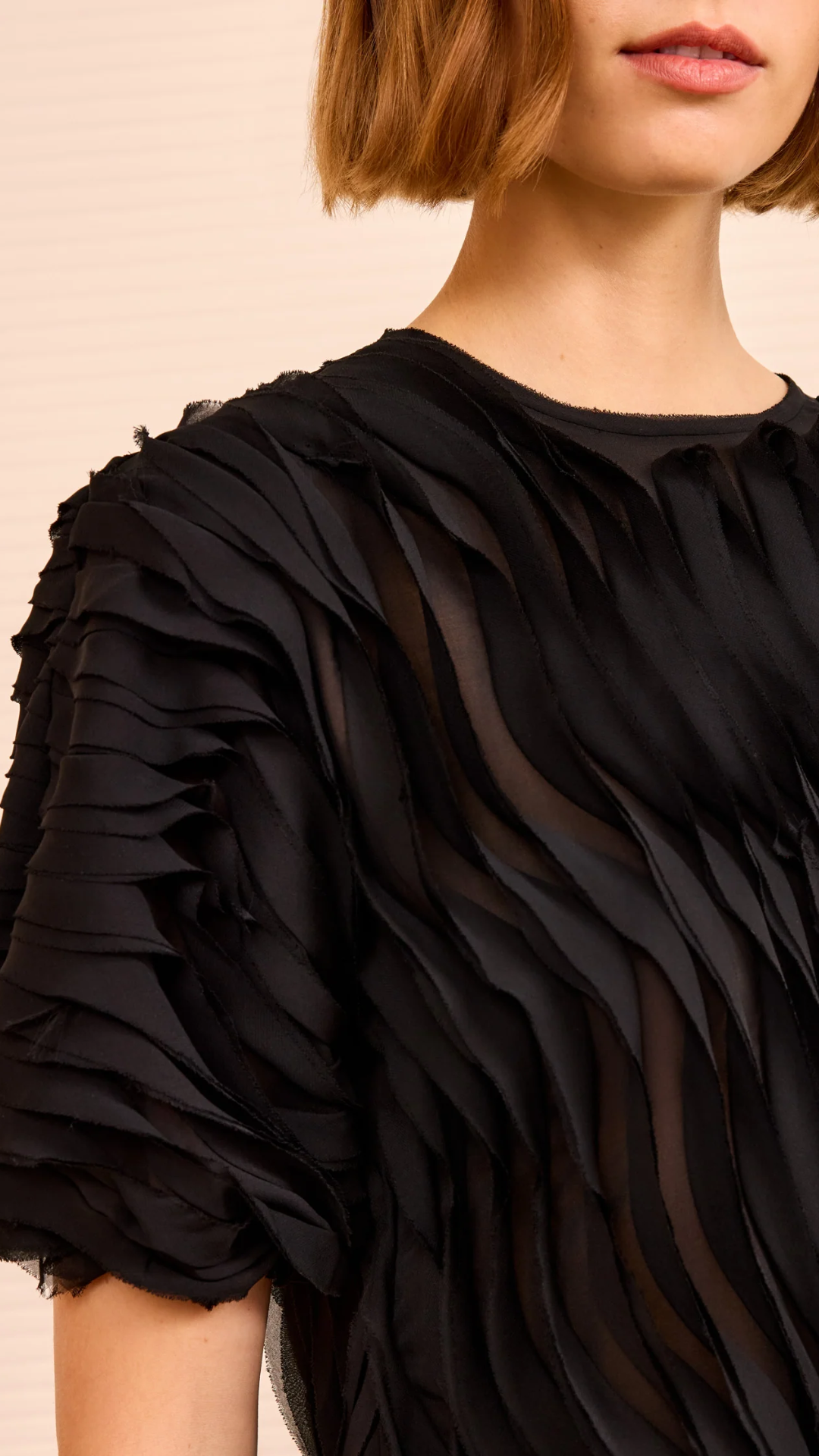 Ulla Johnson Vayda Short Sleeve Top in Noir