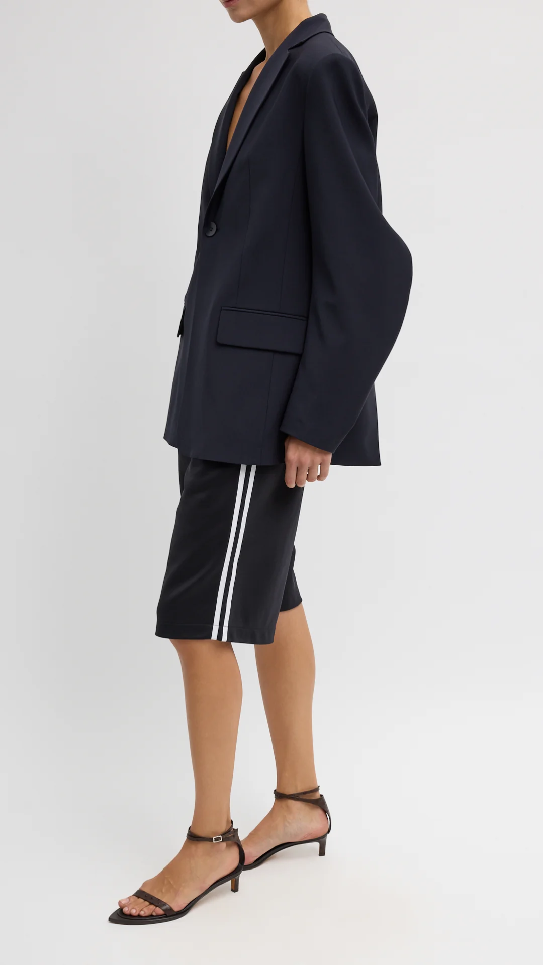 Tibi Tropical Wool Sculpted Blazer in Navy