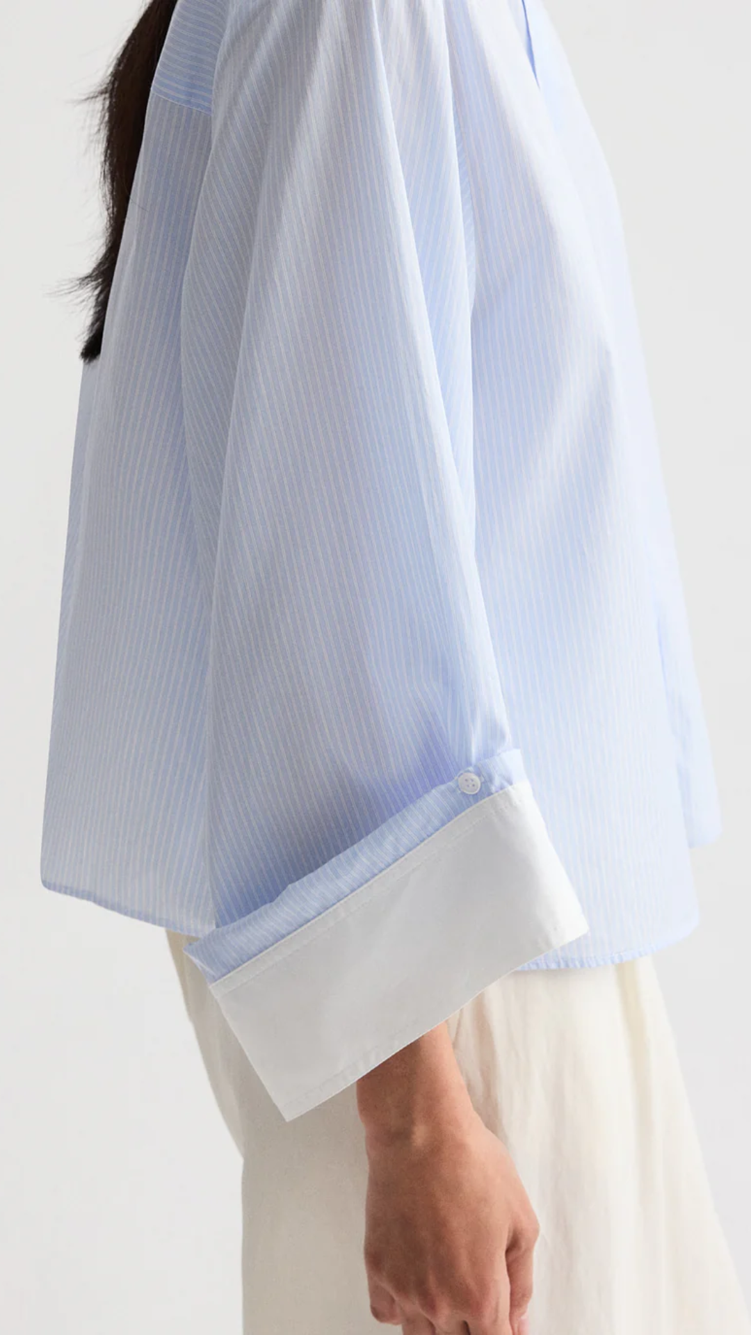 TWP The Beau Shirt in Blue Haven/White