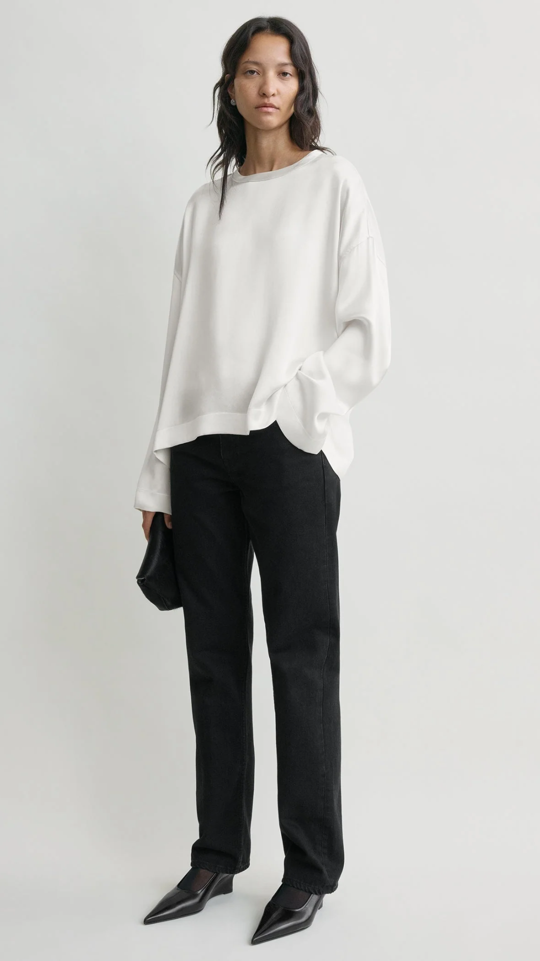 Toteme Boxy Satin Top in White