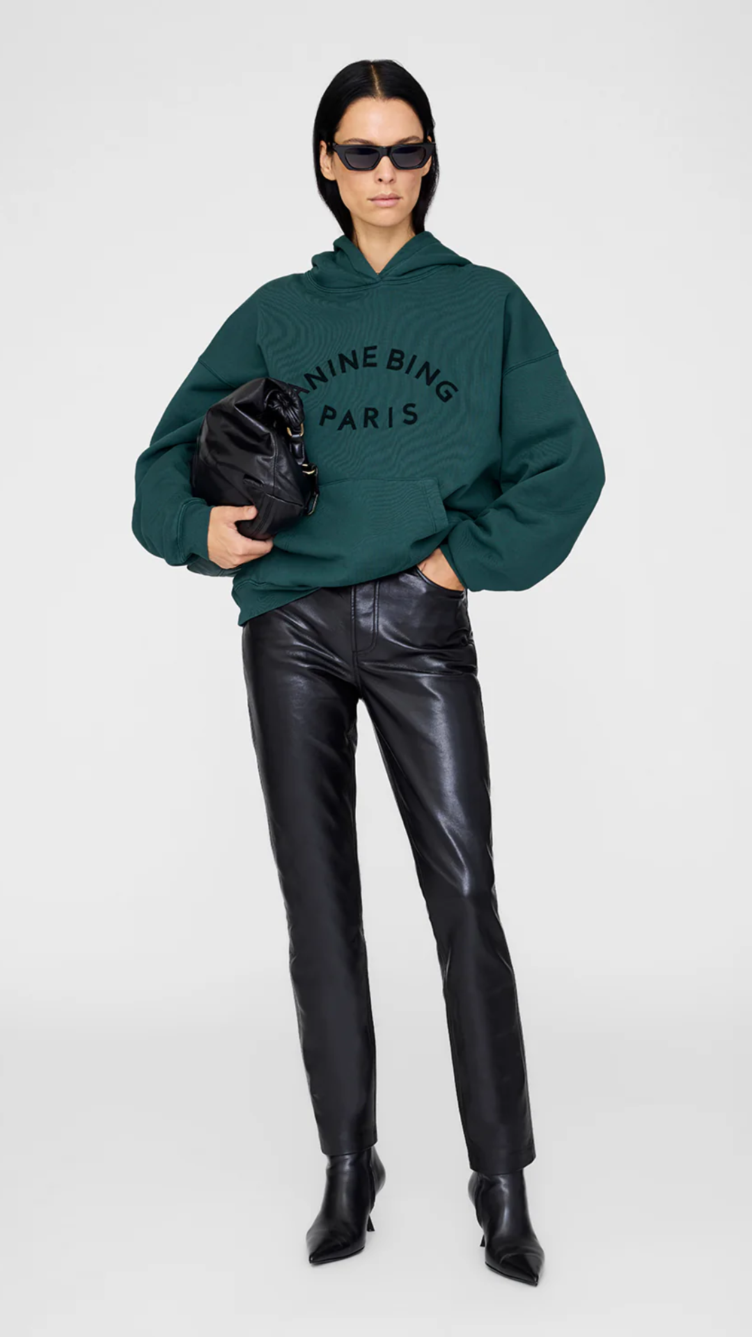 Anine Bing Harvey Sweatshirt Paris in Dark Green