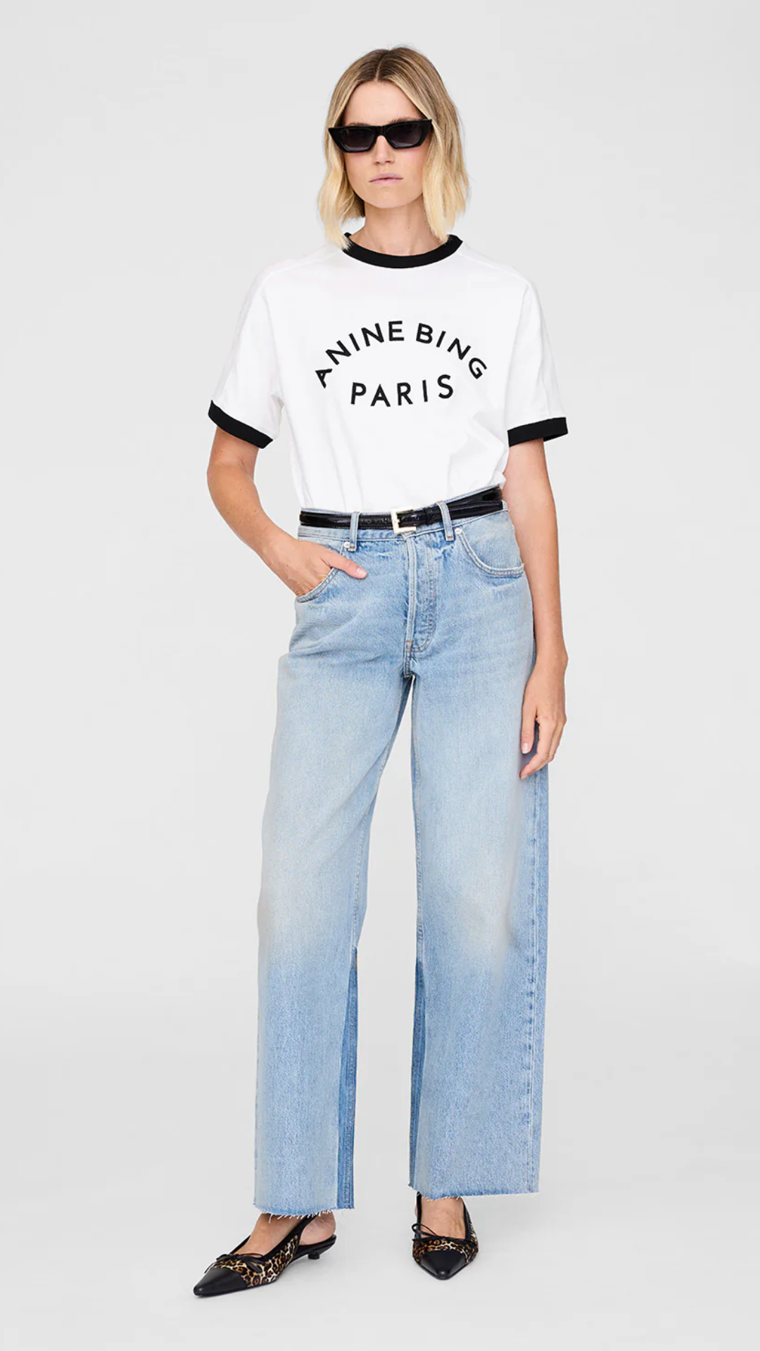 Anine Bing Jaylin Tee Paris in Ivory