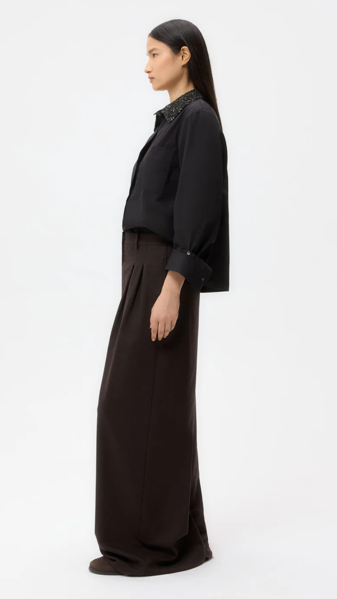 TWP Dude Top with Crystal Collar in Black
