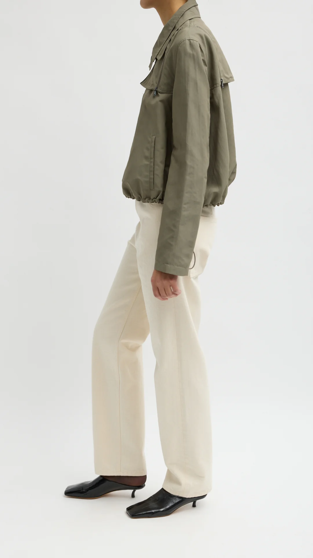 Tibi Techy Twill Trapeze Anorak Bomber in Dark Hazel