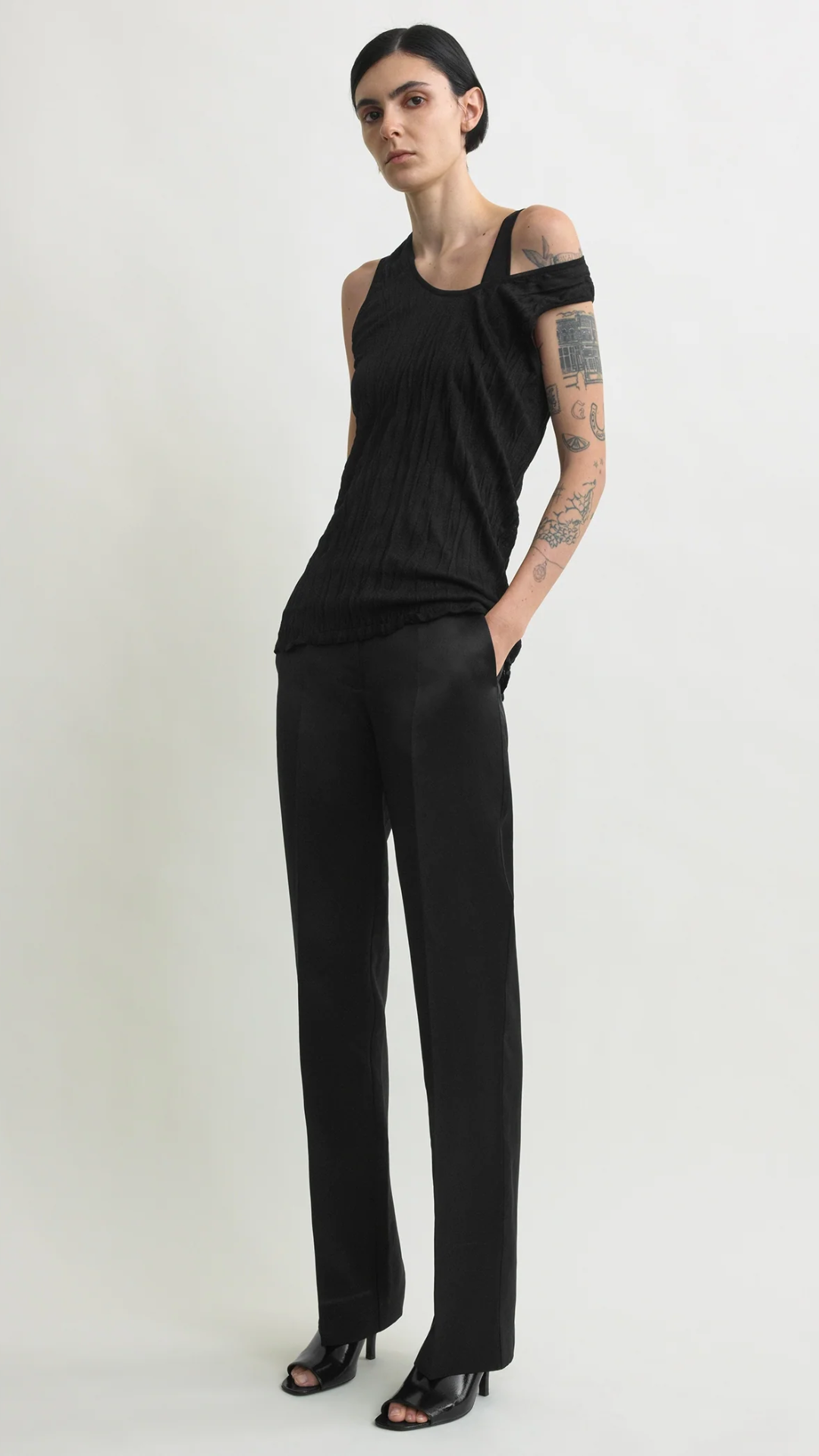 Toteme Crinkled Knit Tank in Black