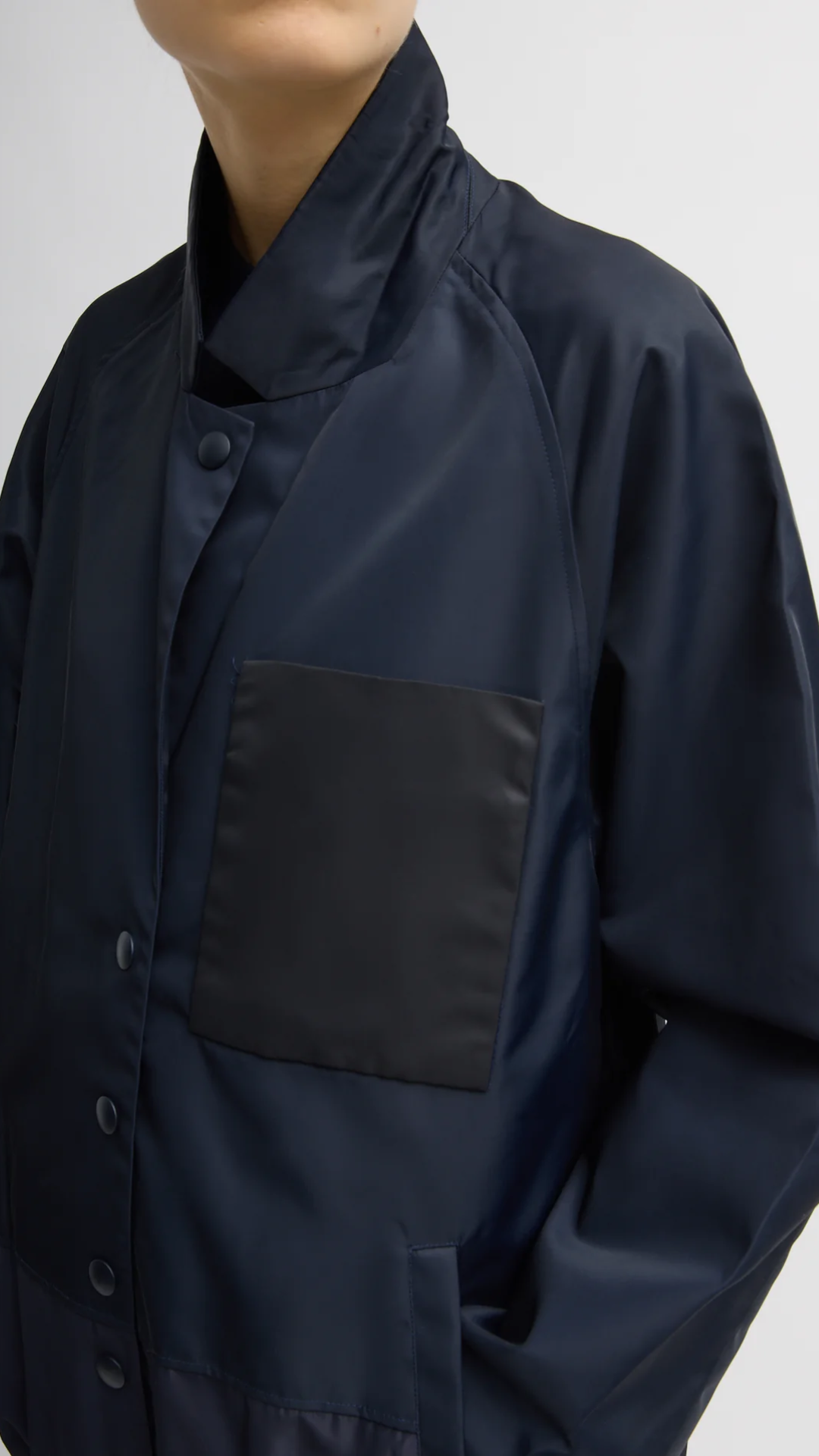 Tibi Eco Nylon Bomber Blazer in Navy