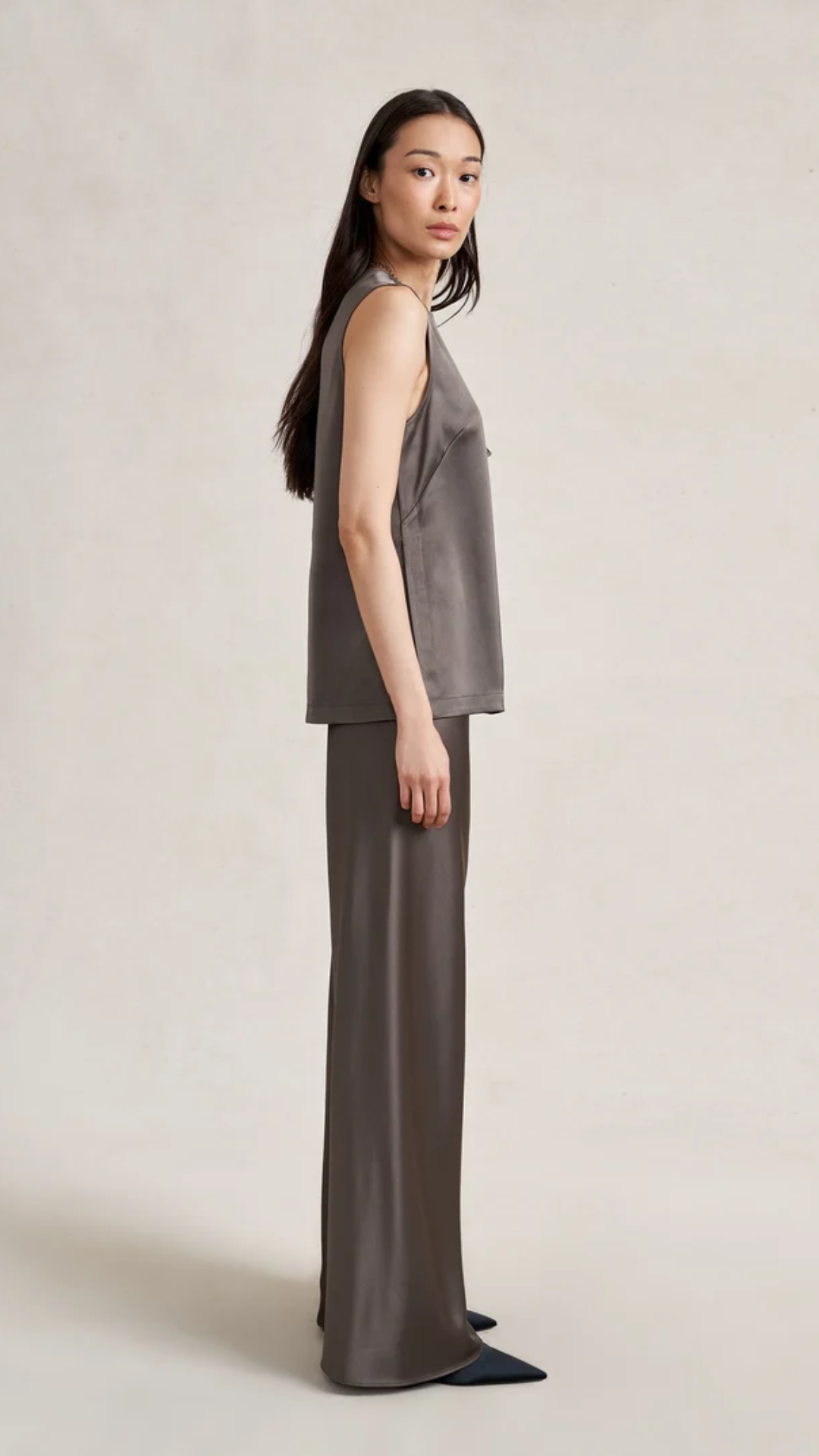 La Ligne Satin Maxime Top in Taupe