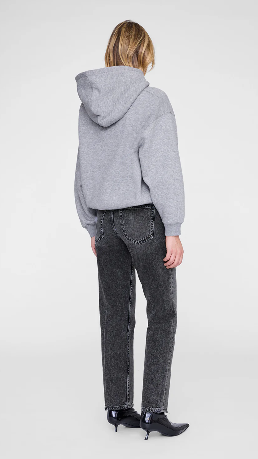 Anine Bing Jaci Hoodie Letterman in Medium Heather Grey