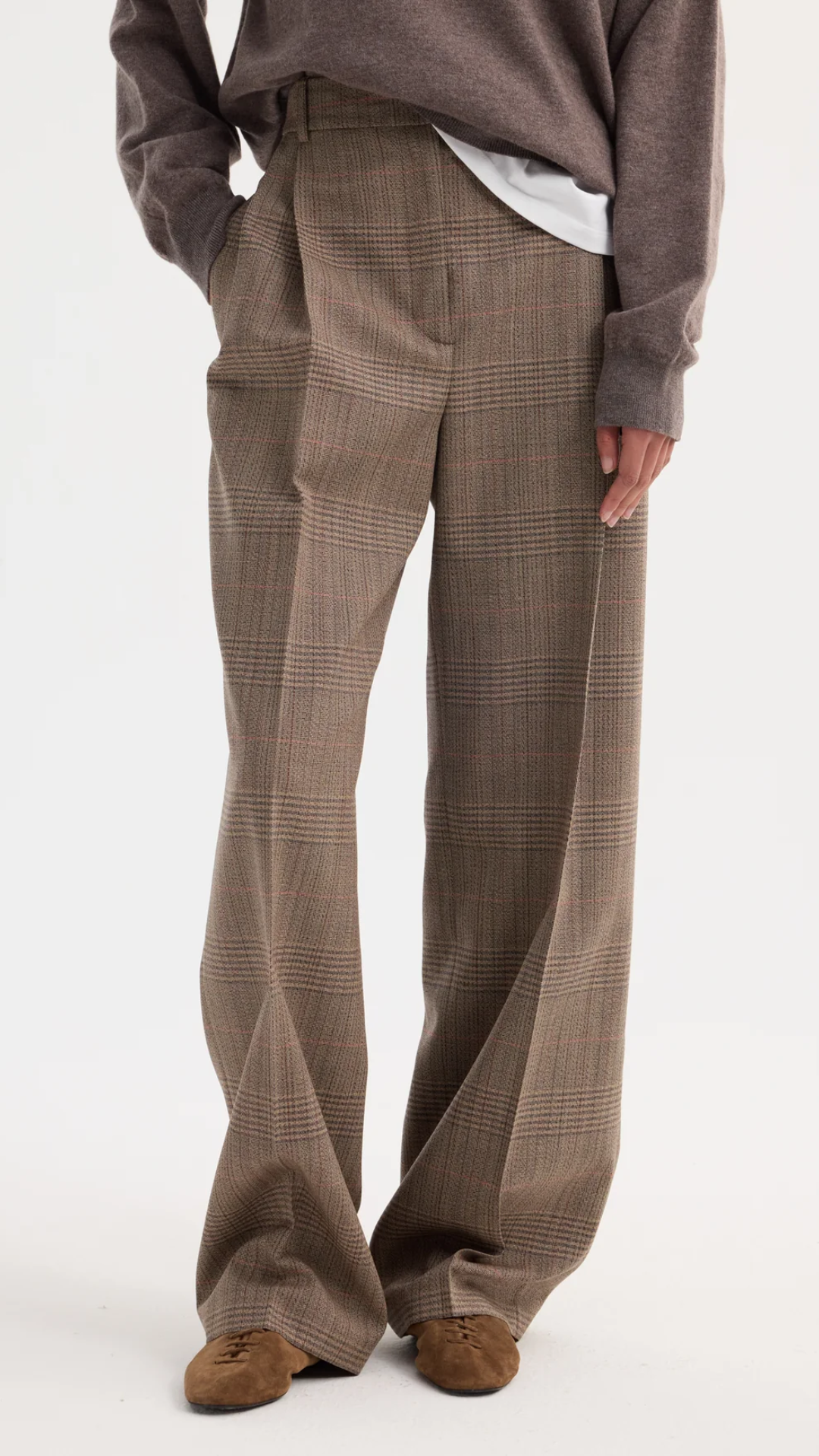 Rohe Mid Waist Wool Trouser in Prince of Wales