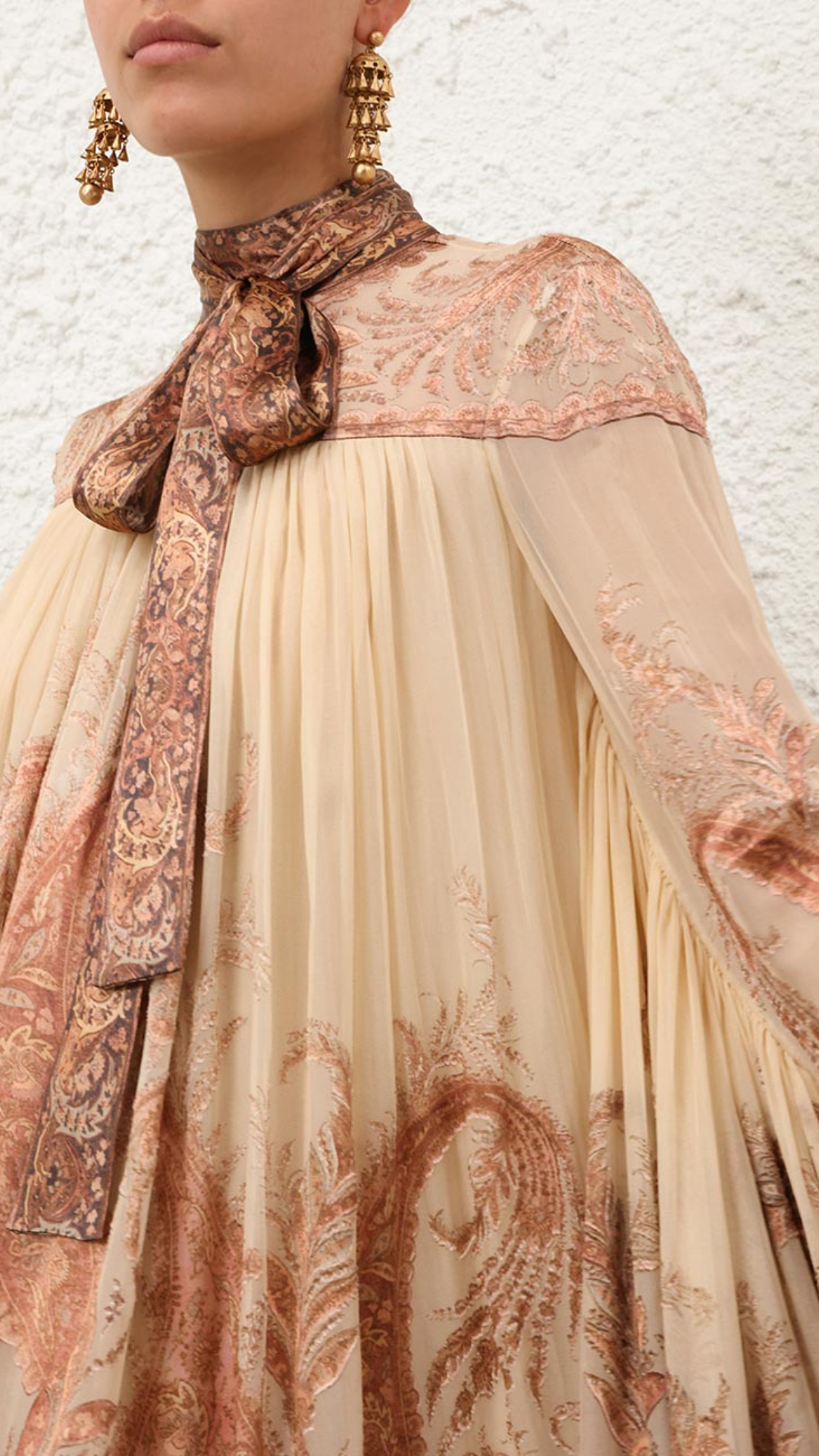 Zimmerman Hypnotic Batwing Mini Dress in Cream Paisley