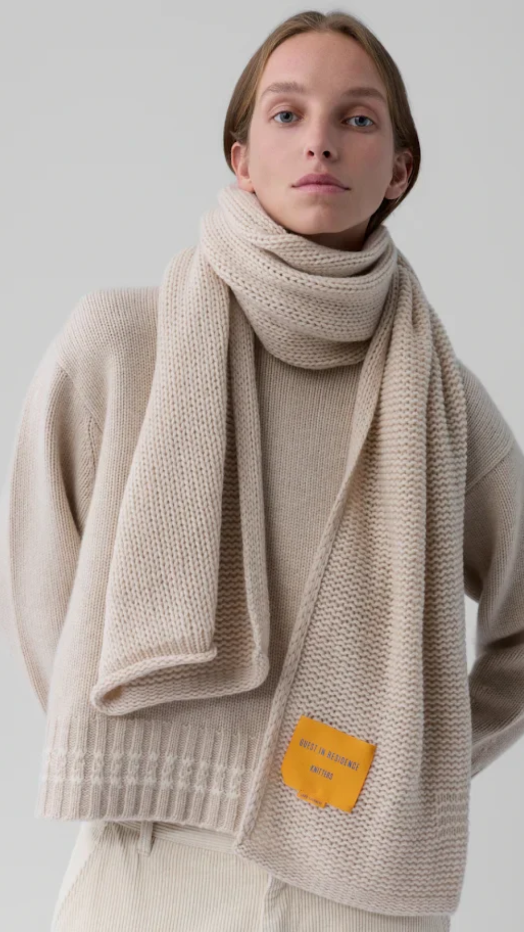 Guest in Residence Tipped Cozy Turtleneck Sweater in Sand