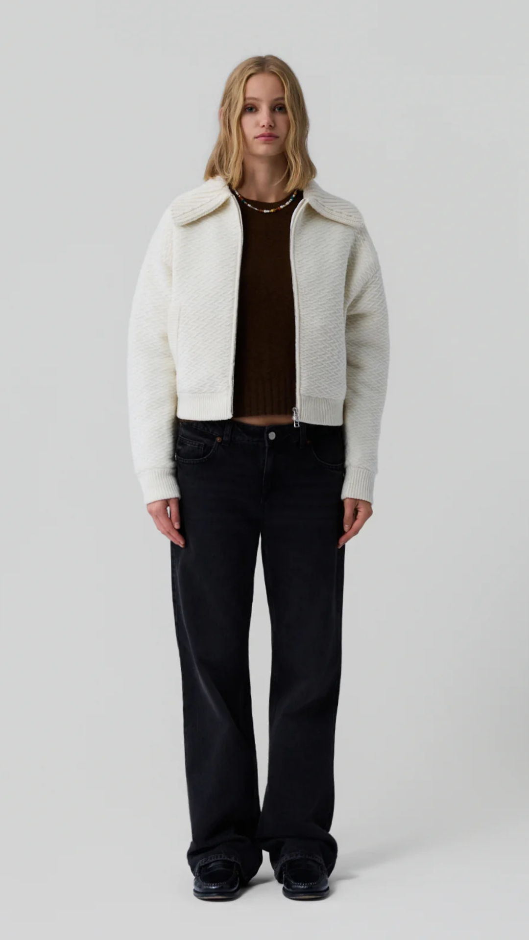 Guest in Residence Cross Country Bomber in Cream