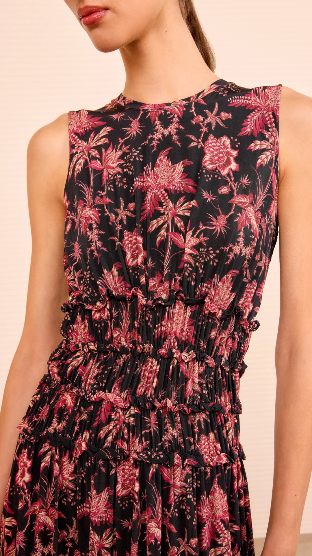 Ulla Johnson Kamaria Ruched Waist Dress in Midnight Lily