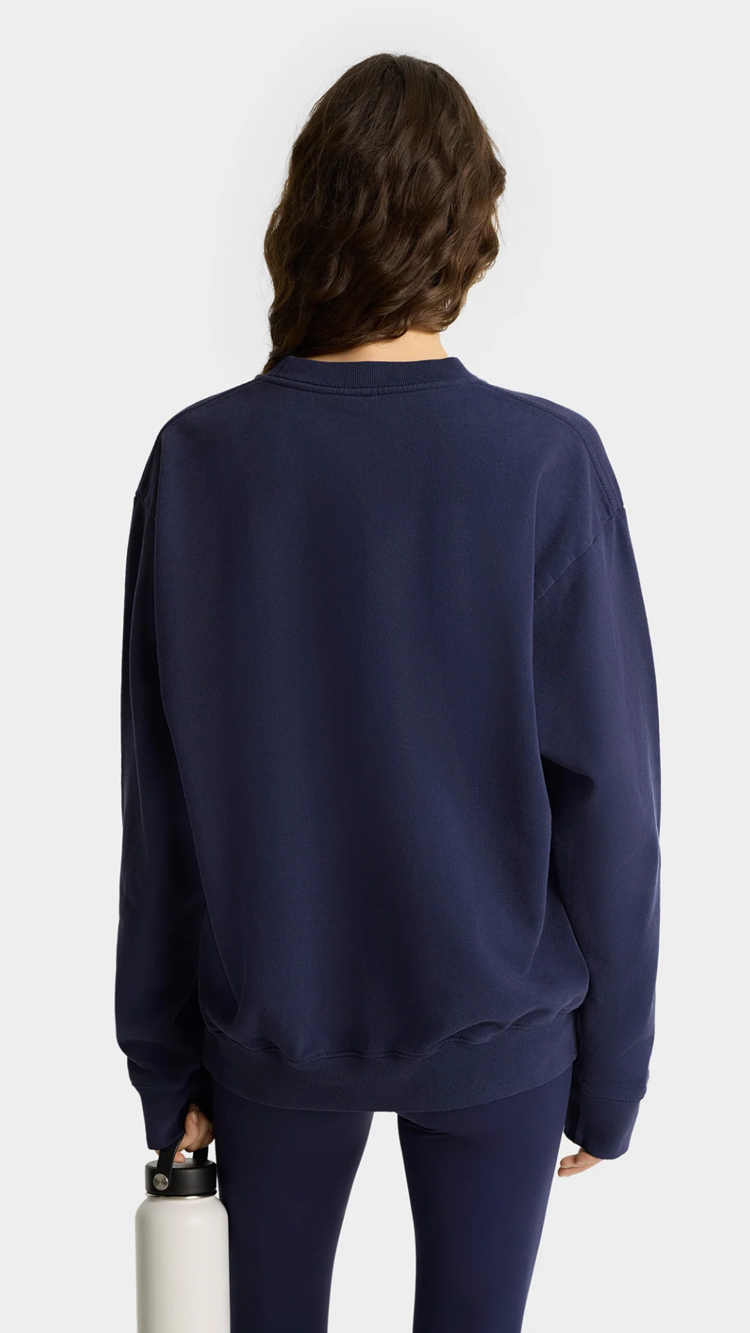 Sporty & Rich Syracuse Embroidered Crewneck in Navy/White