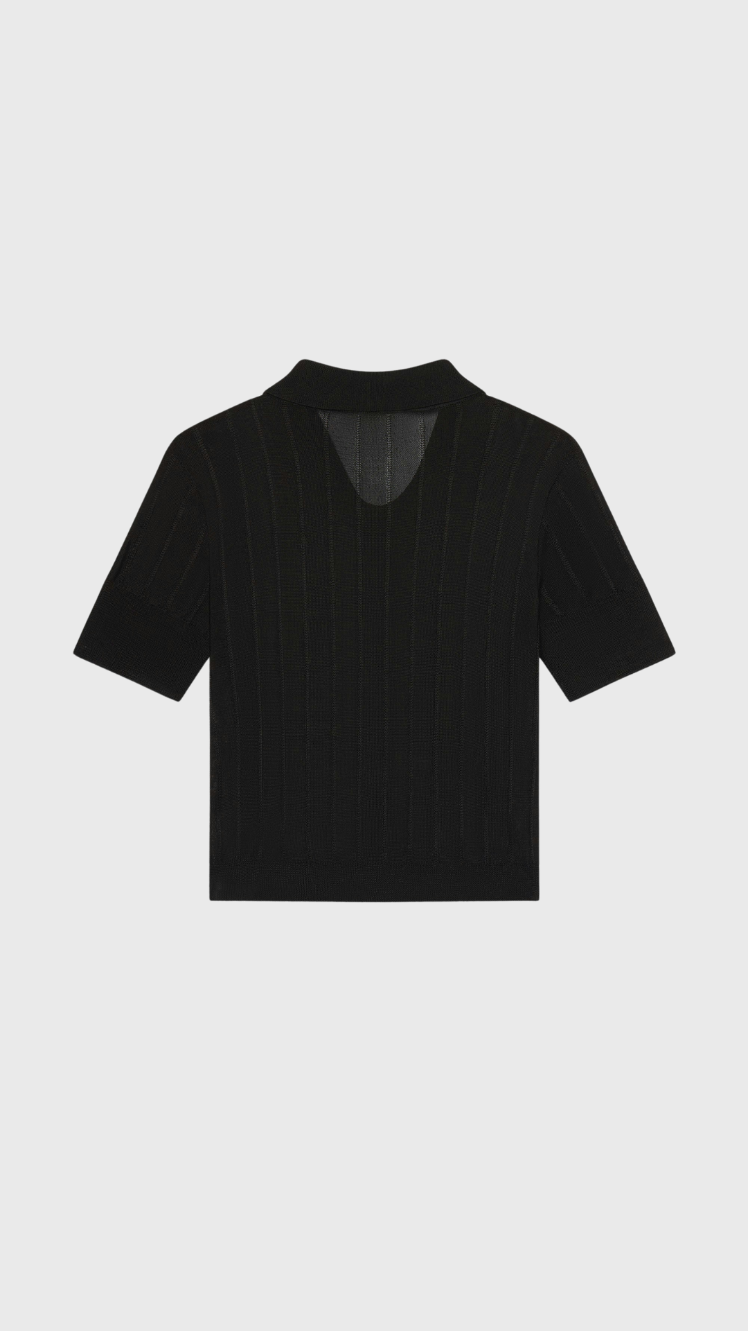 Frame Ribbed Polo Sweater in Black