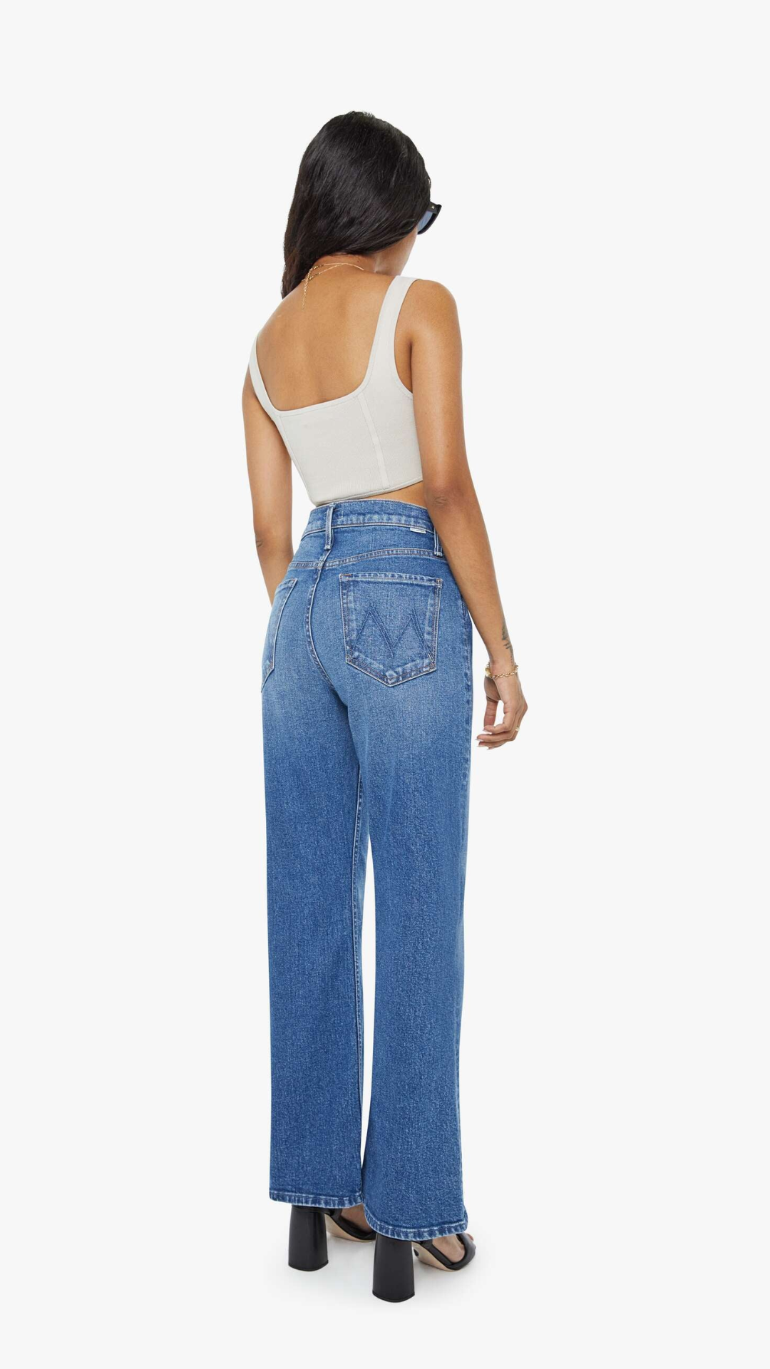 Mother Lil High Waisted Bookie Sneak Jean in Knick