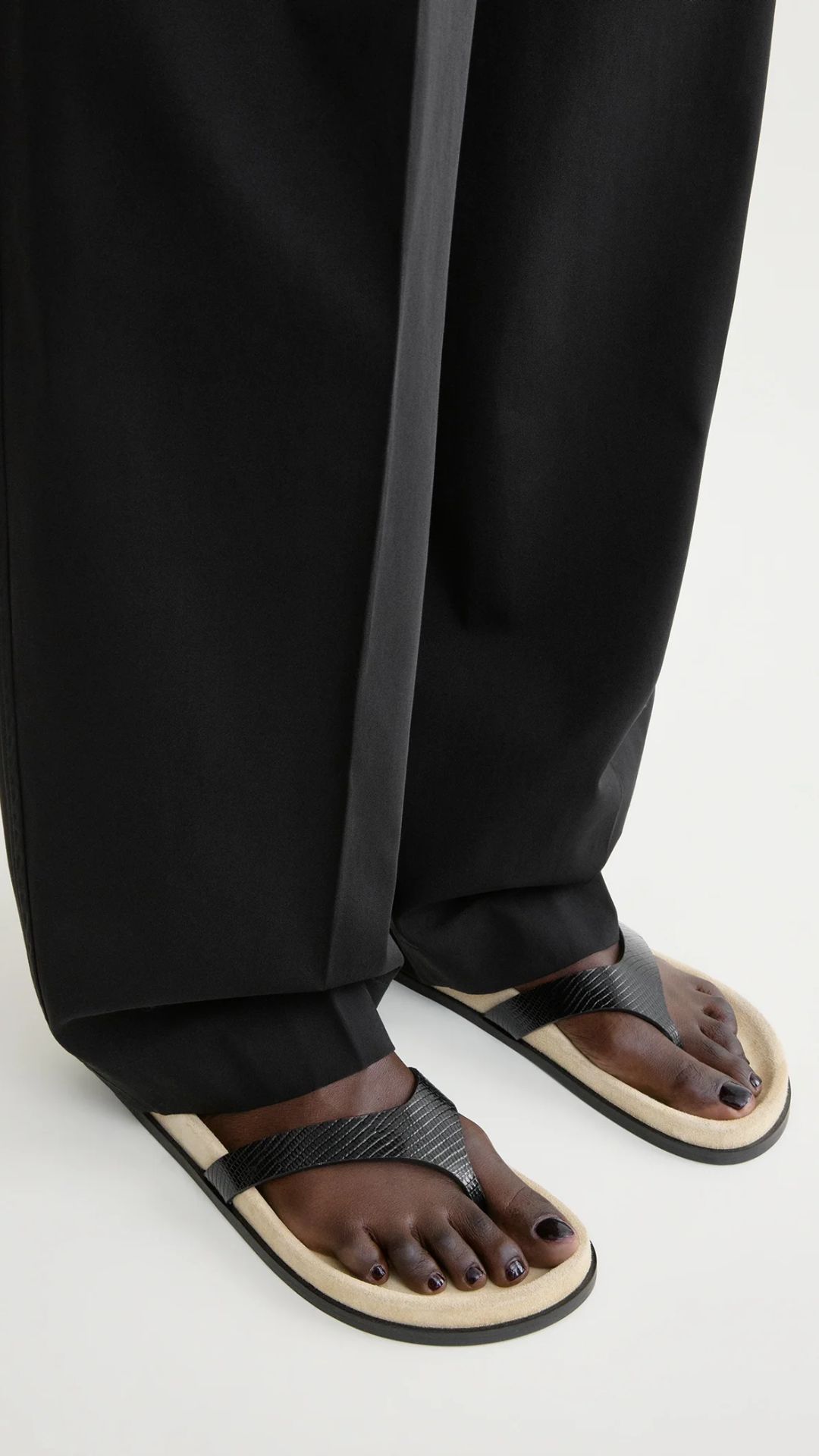 Toteme Swift Lizzard Embossed Sandals in Beige/Black