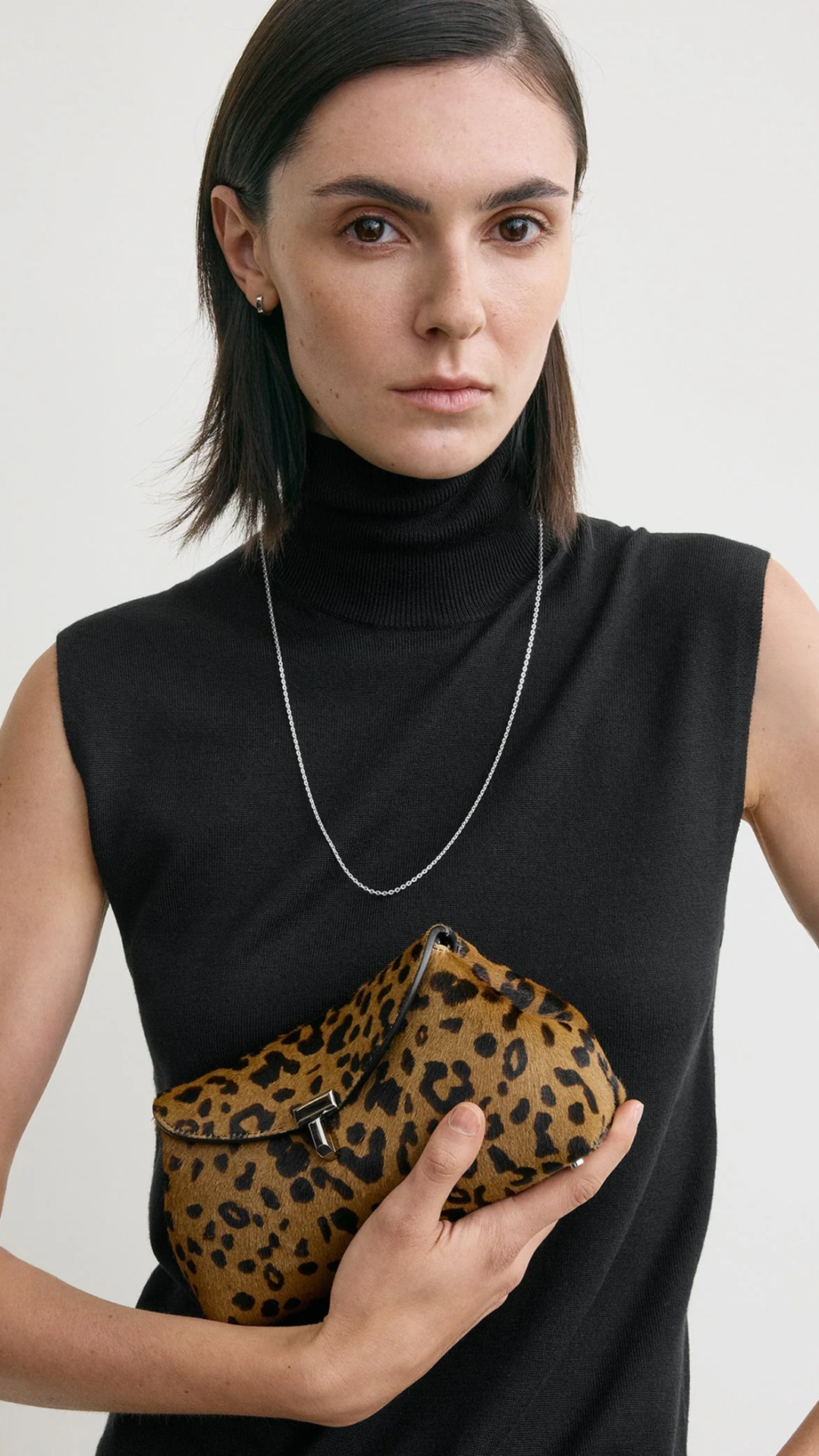 Toteme Mini T-Lock Pony Hair Clutch in Leopard