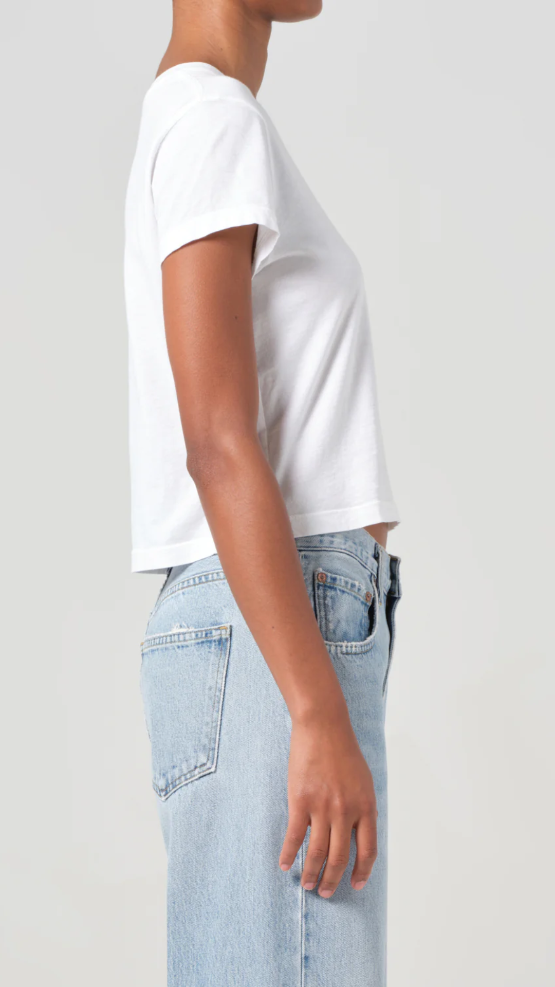 AGOLDE Adine Shrunken Tee in White