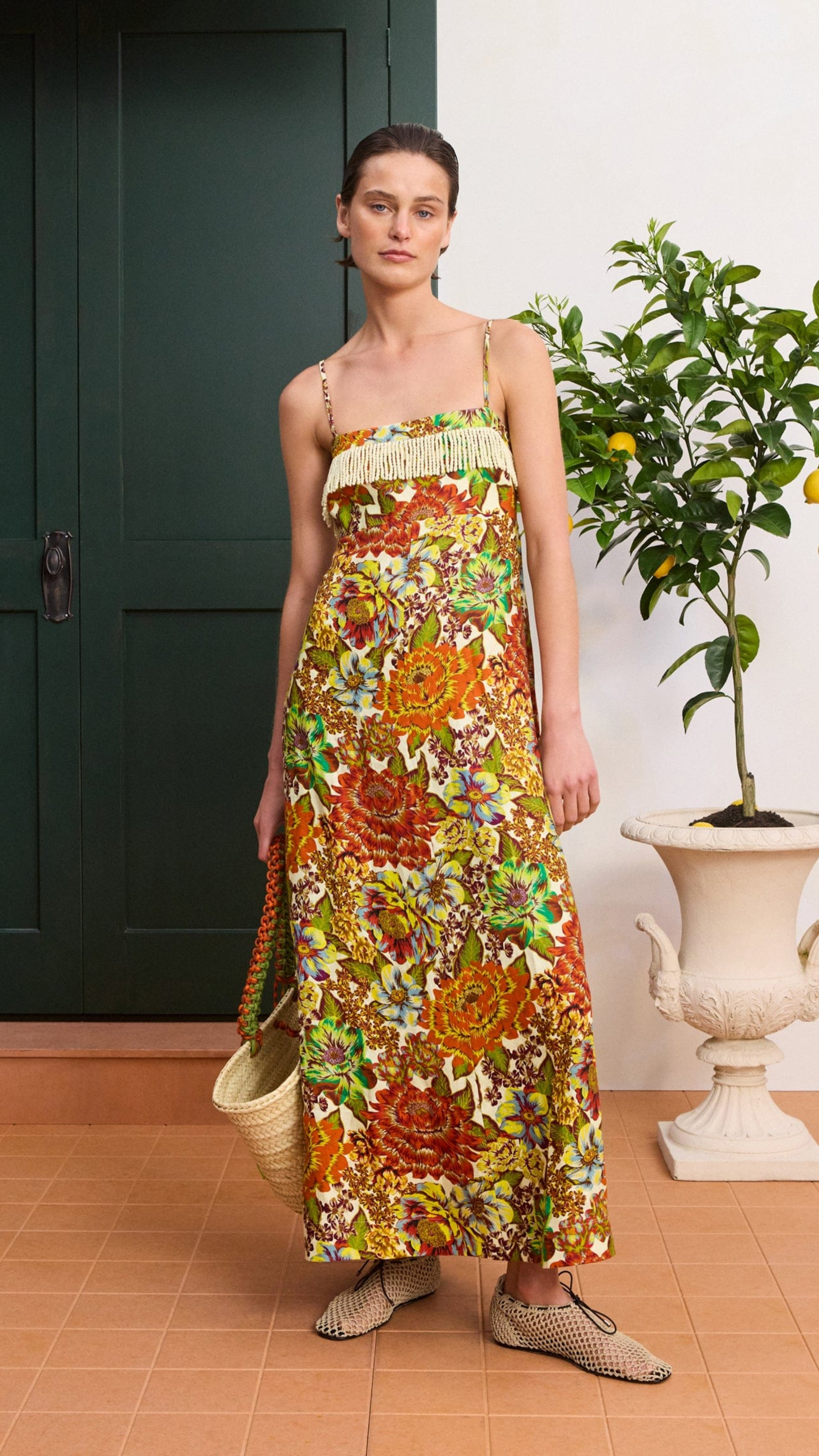 Alemais Lana Square Neck Day Dress in Multi