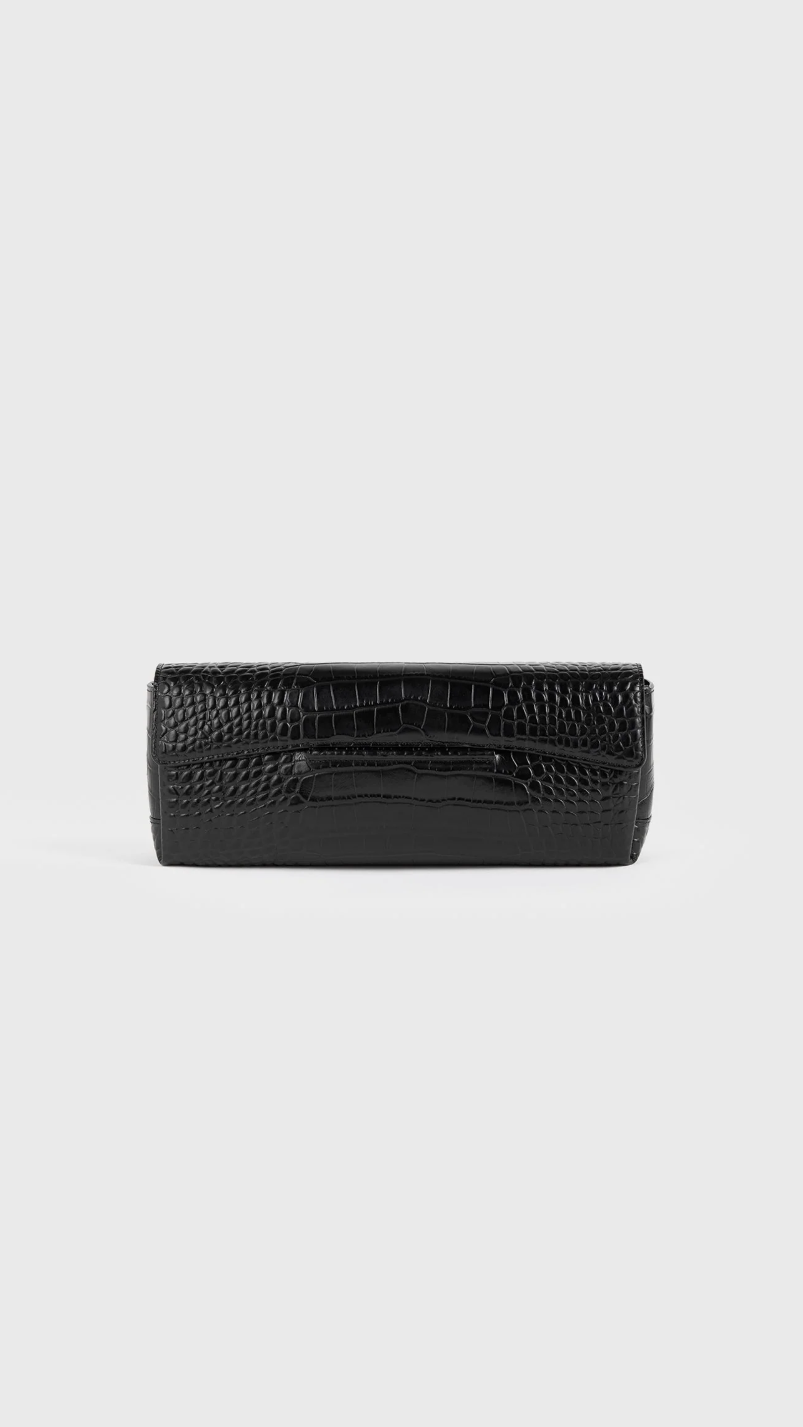 Toteme Soft Croco-embossed T-clutch in Black