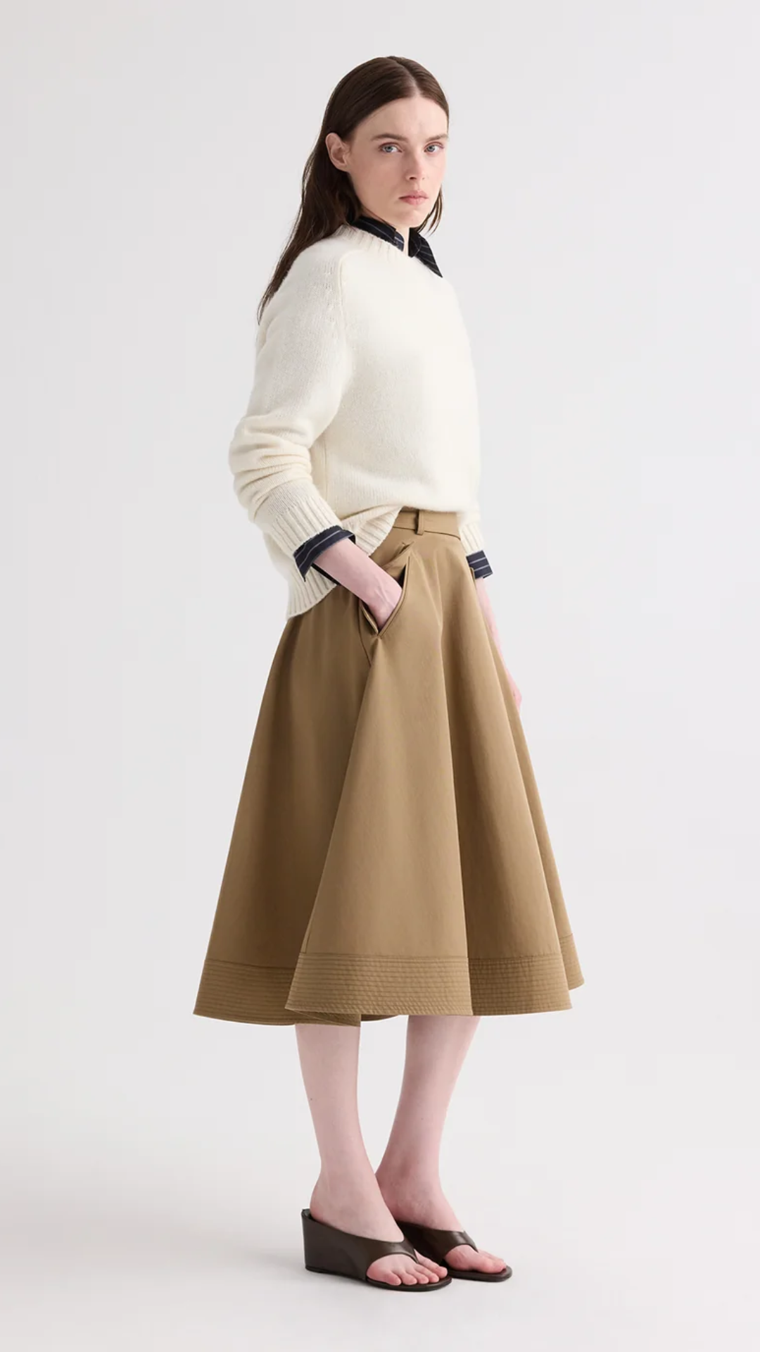 TWP Pure Intentions Skirt in British Khaki