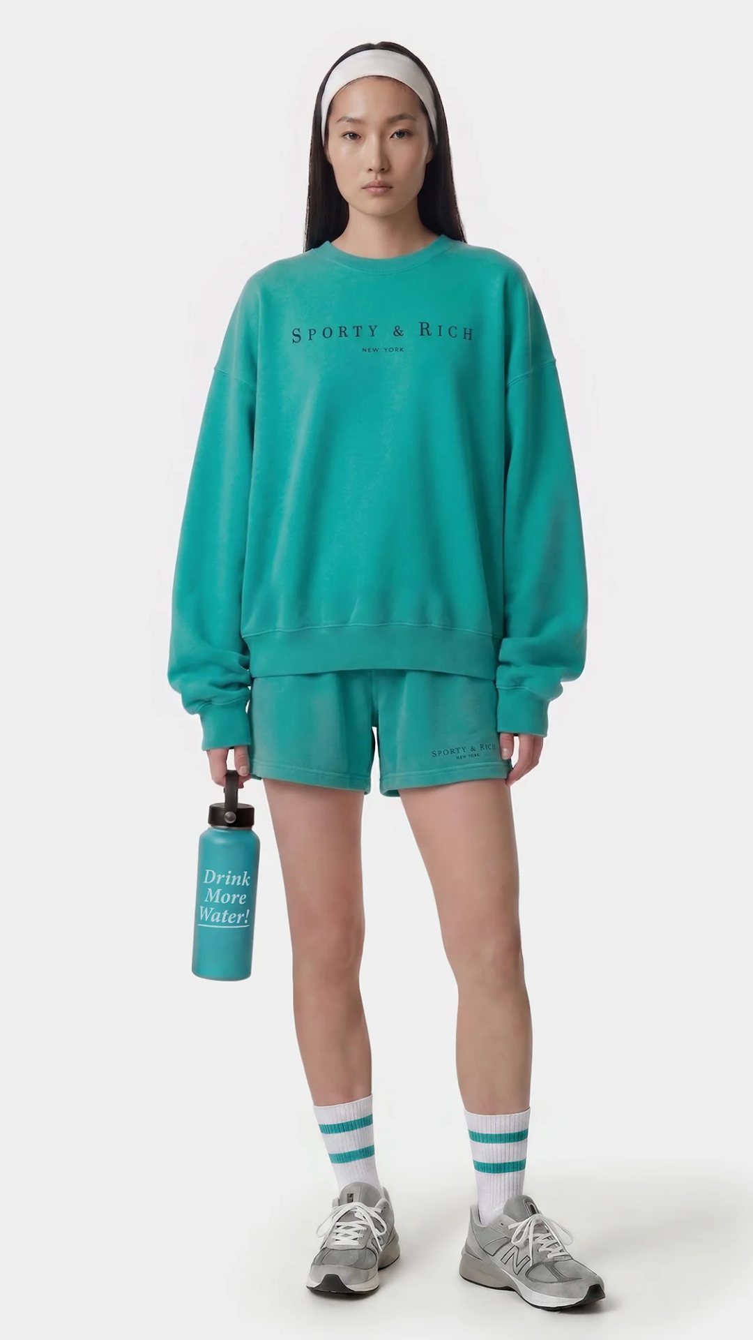 Sporty & Rich Title Embroidered Crewneck in Amalfi Green
