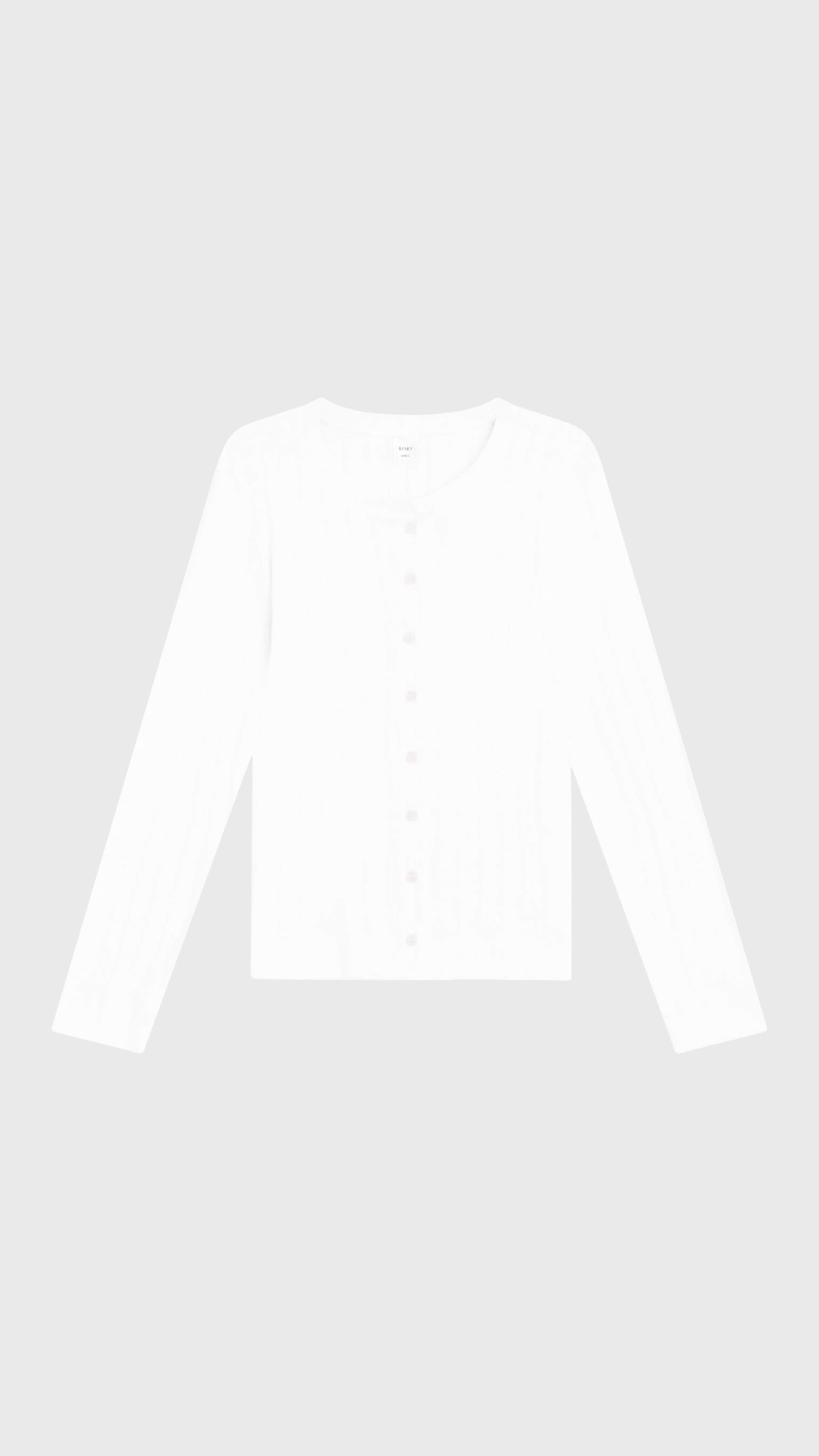 LESET Pointelle Classic Crew Cardigan in White