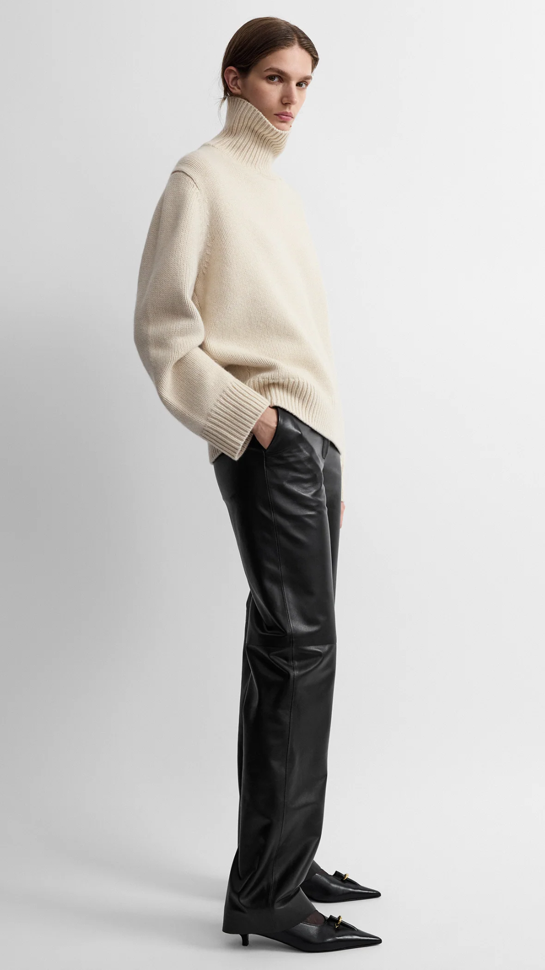 Toteme Oversized Lambswool Turtleneck in Almond