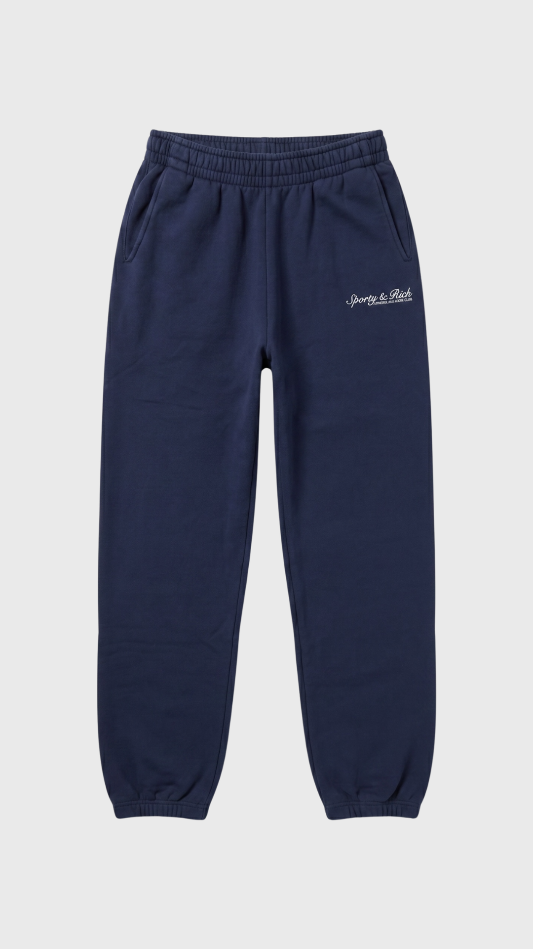 Sporty & Rich Syracuse Embroidered Sweatpant in Dark Navy