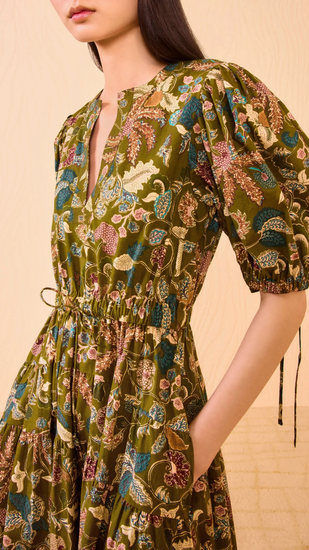Ulla Johnson Adriana Short Sleeve Midi Dress in Lichen