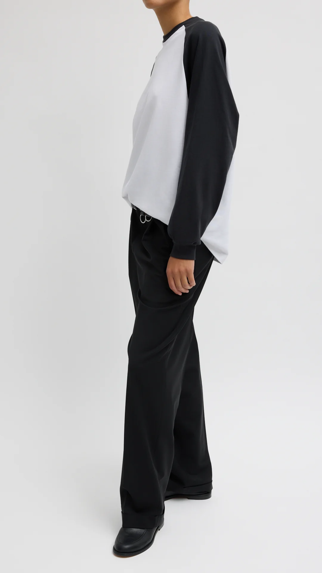 Tibi Perfect Sculpted Baseball T-Shirt in Black/White