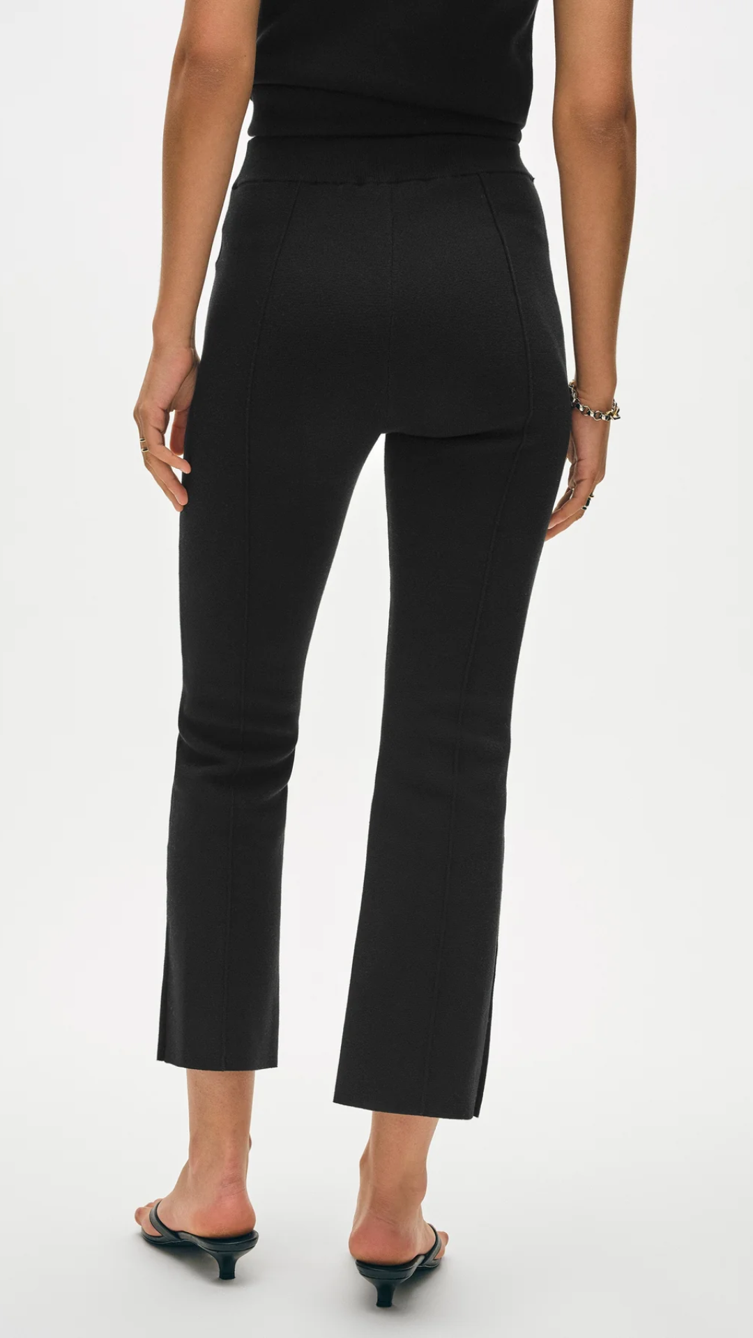 White + Warren Cotton Kick Flare Pant in Black