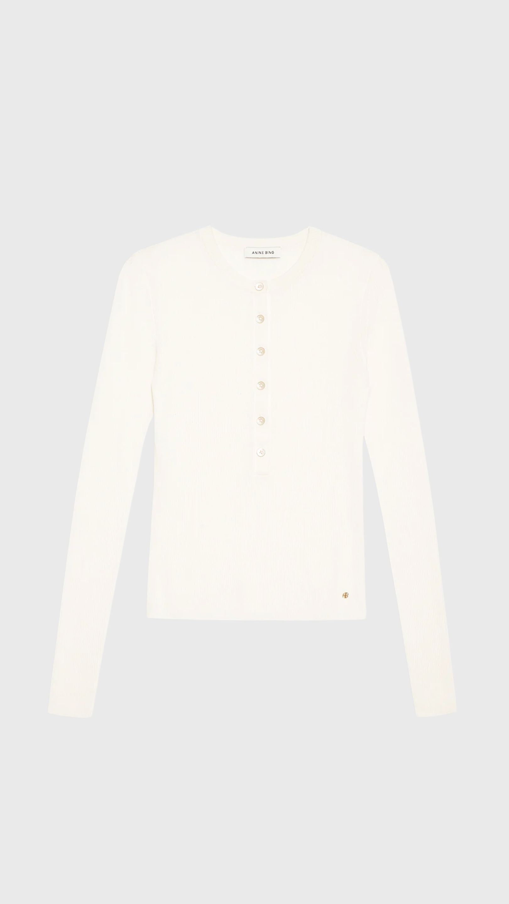 Anine Bing Katrin Long Sleeve Top in Ivory