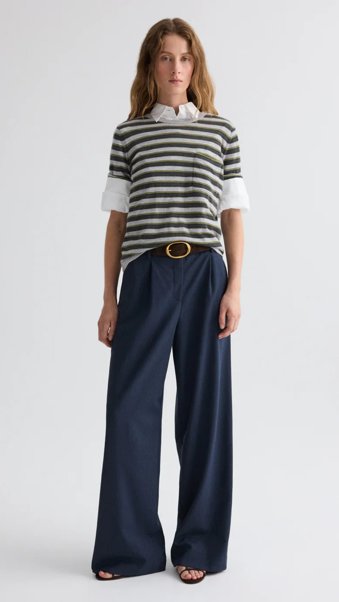 TWP Striped Crewneck in Beetle