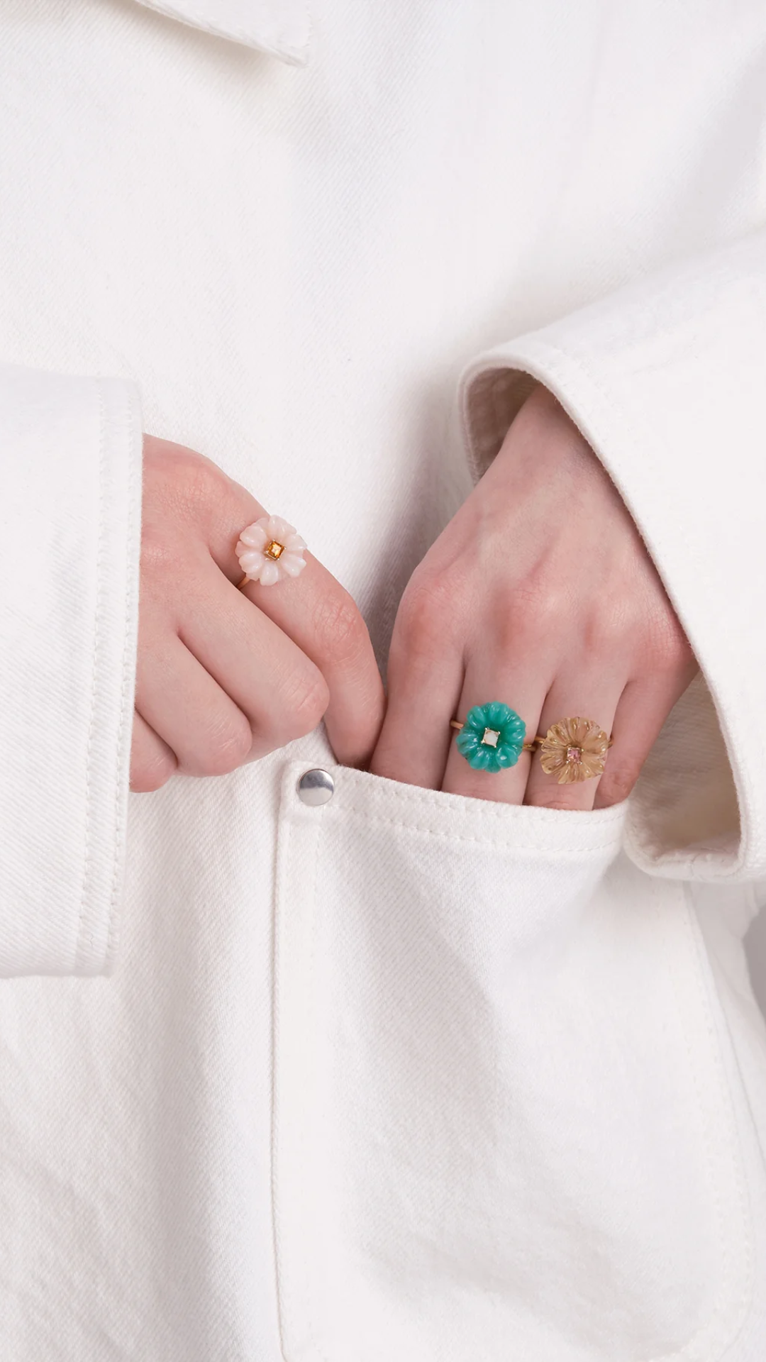 Aliita Blossom Carre Chrysoprase + Opal Ring