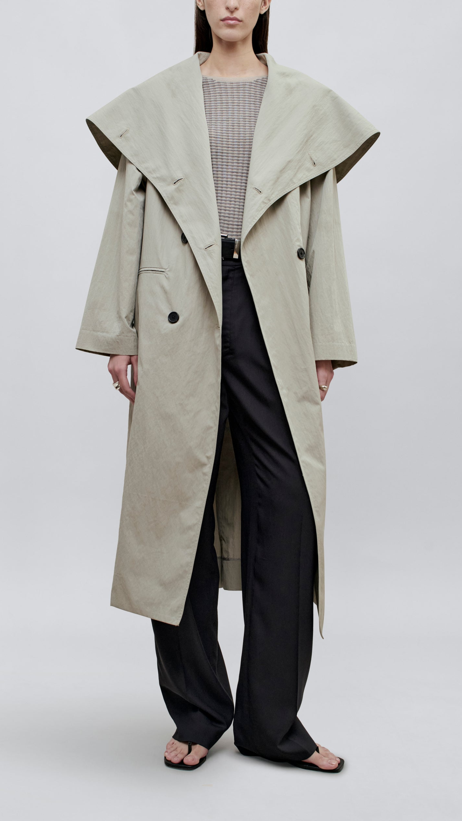 Kallmeyer Dorothy Cotton Nylon Trench Coat in Fog
