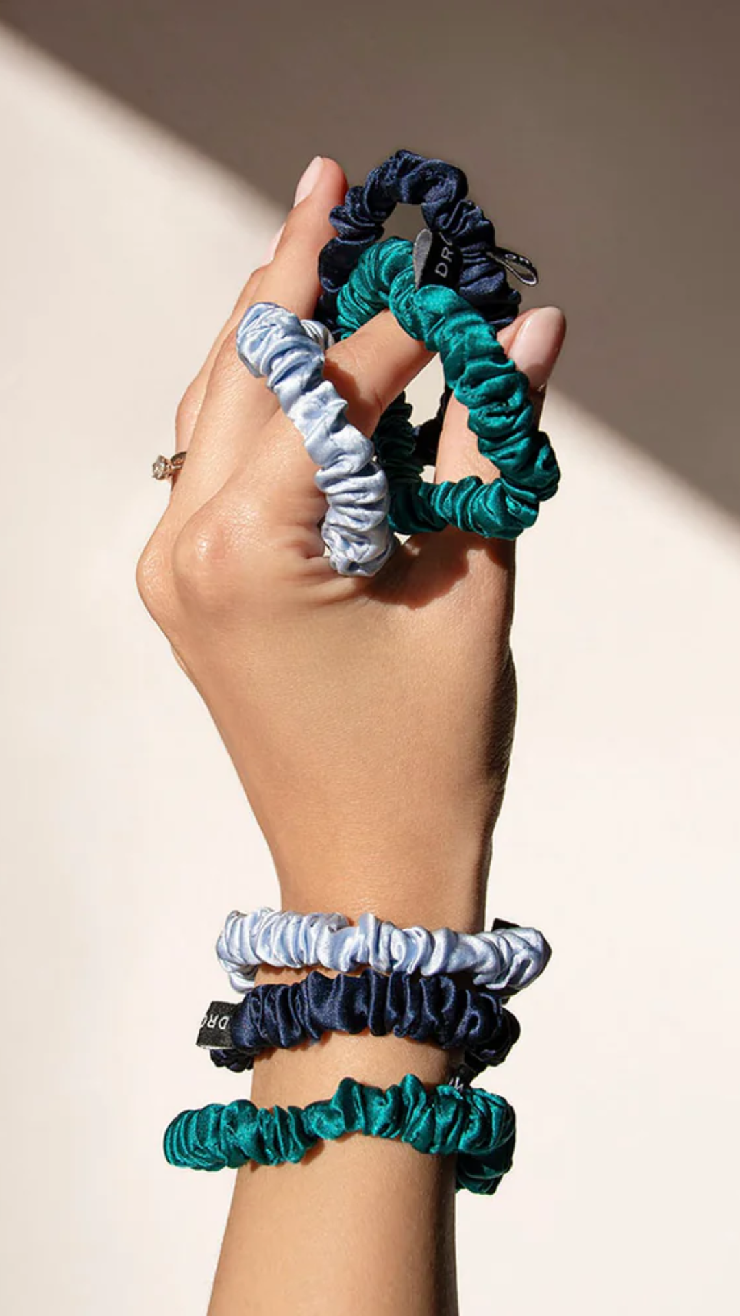 Drowsy Skinny Scrunchie Set in Green, Midnight, & Blue