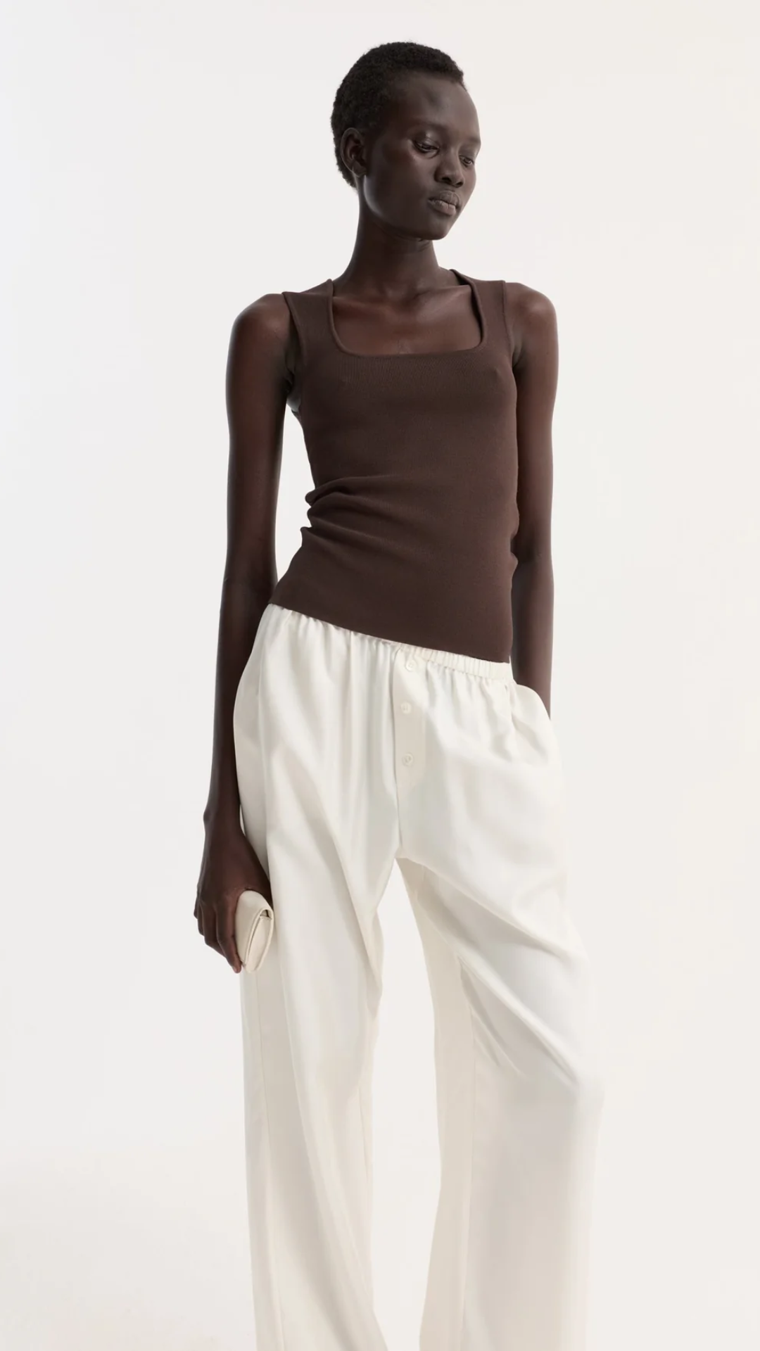 Róhe Bustier Shaped Knitted Top in Dark Chocolate