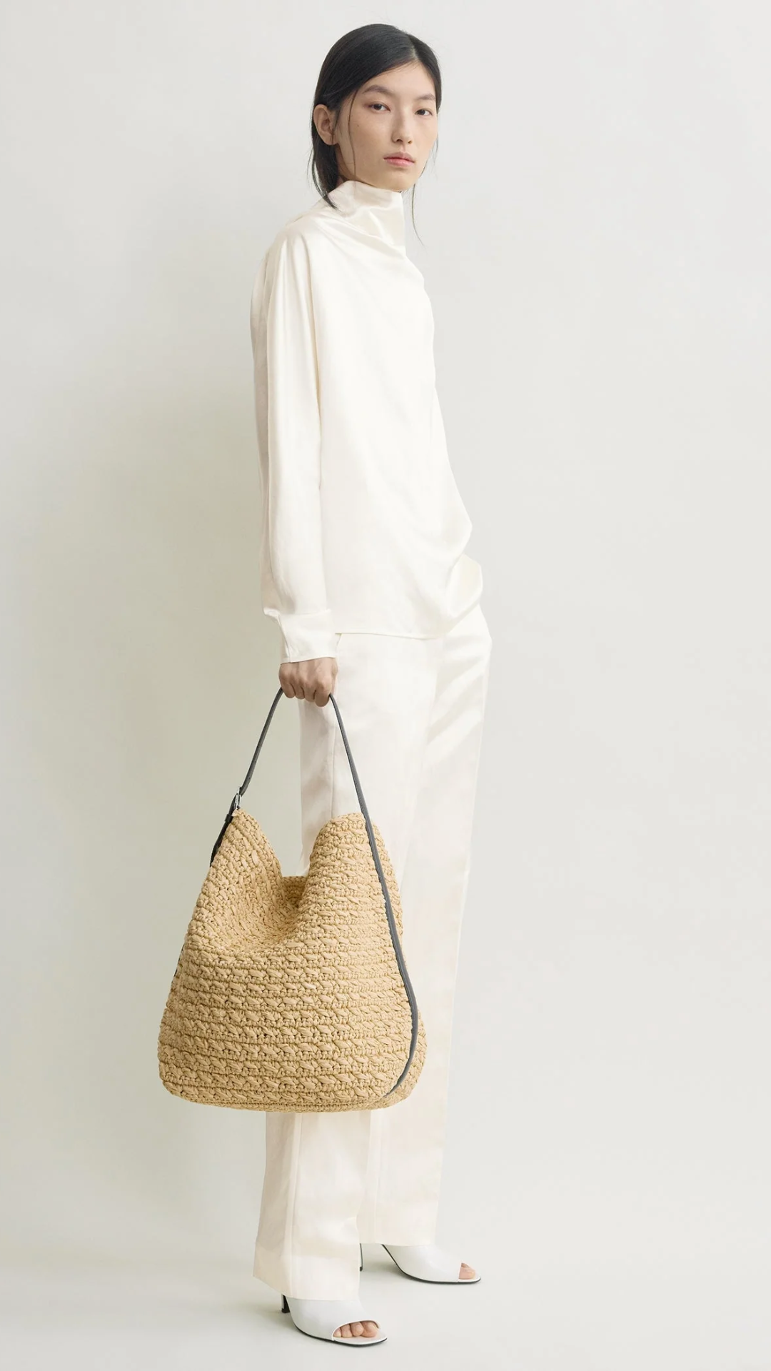 Toteme Belted Paper Raffia Tote Bag in Natural